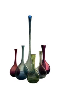 Set di sei vasi in vetro soffiato a mano Arthur Percy per Gullaskruf, Svezia, anni '50