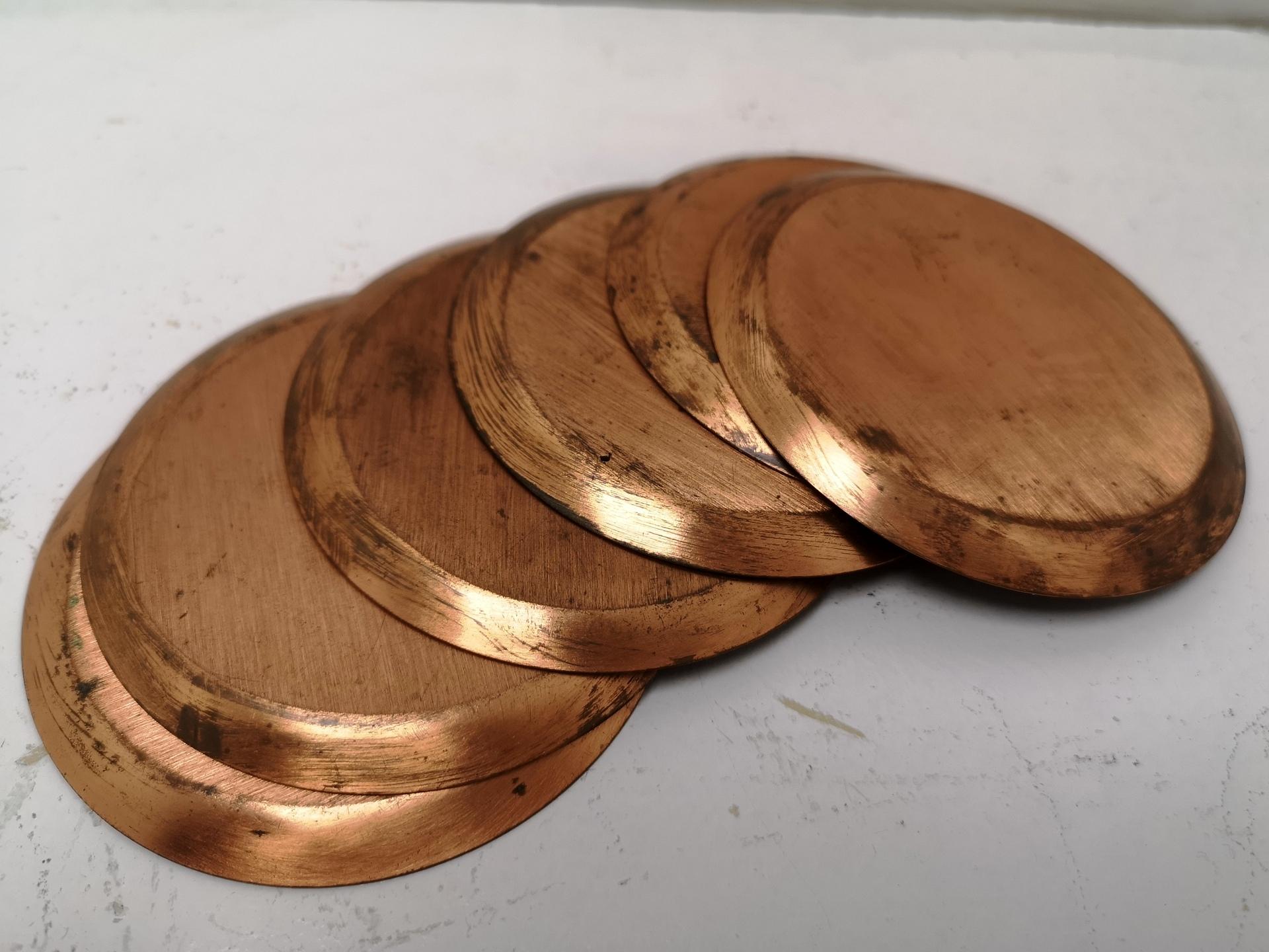 Set of Six Artisan Mid-Century Modern Coasters of Enameled Copper, 1970s 8
