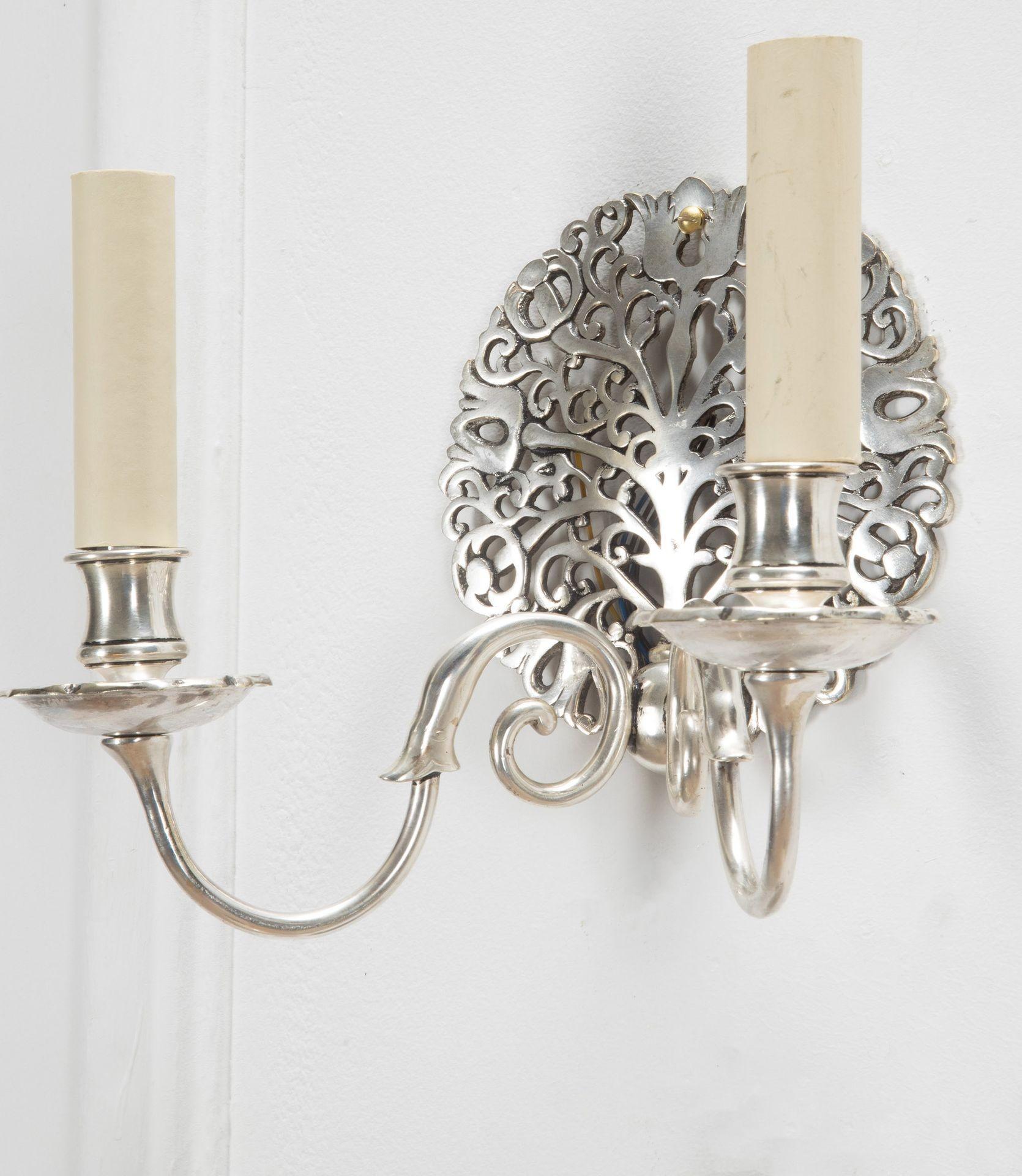 Juego de seis apliques de pared Arts and Crafts Chapado en plata en venta