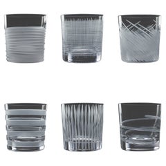 Lot de six gobelets en verre de Murano gravés et assortis