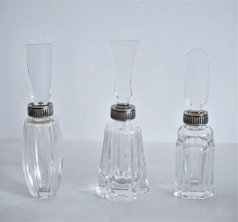 Set of Six Art Deco Atlantis Crystal and Silver Perfume Bottles In Good Condition In Frankfurt am Main, DE