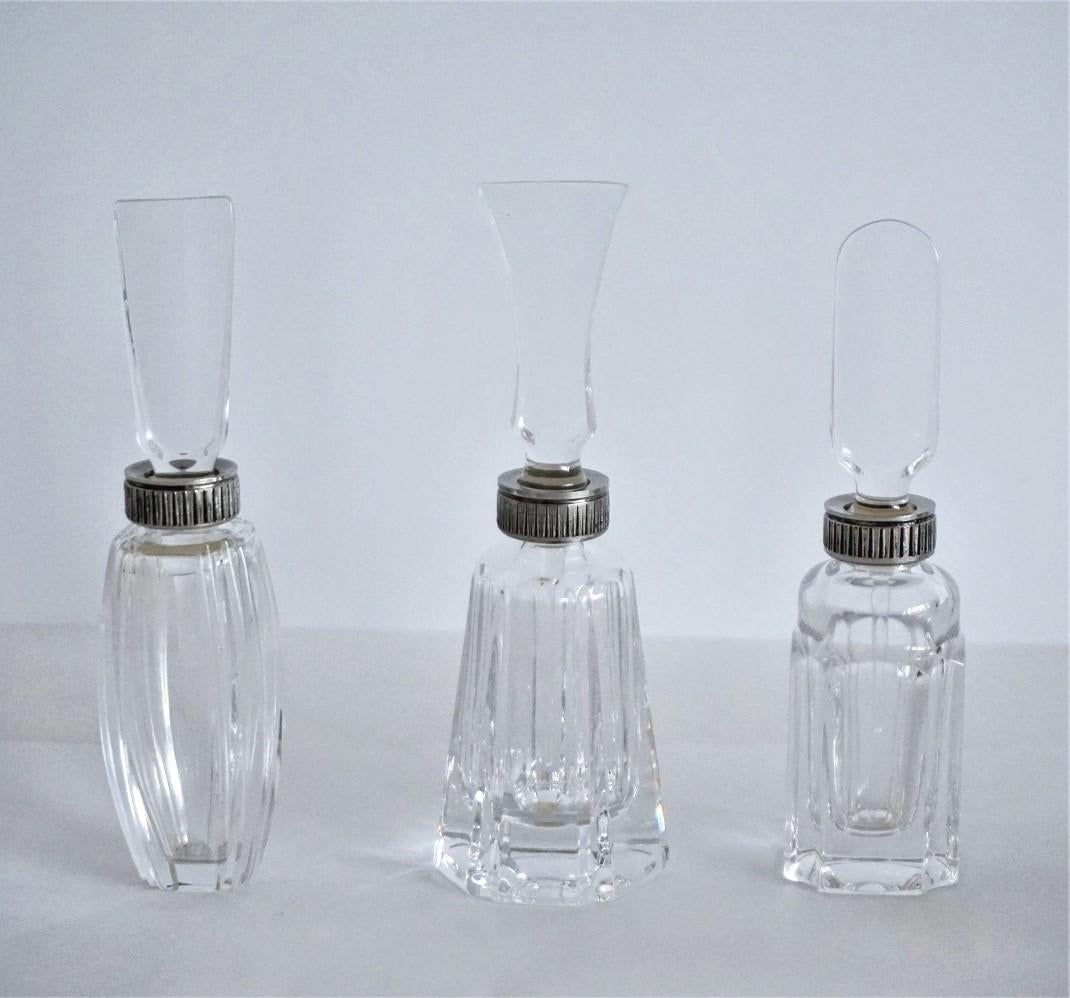 Portuguese Set of Six Atlantis Crystal and Silver Perfume Bottles