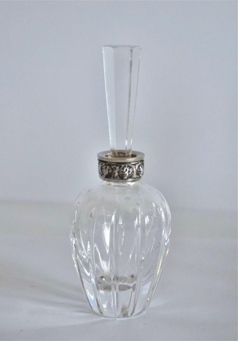 20th Century Set of Six Atlantis Crystal and Silver Perfume Bottles