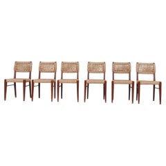 Set of Six Audoux-Minet French Mid-Century Dining Chairs '6'