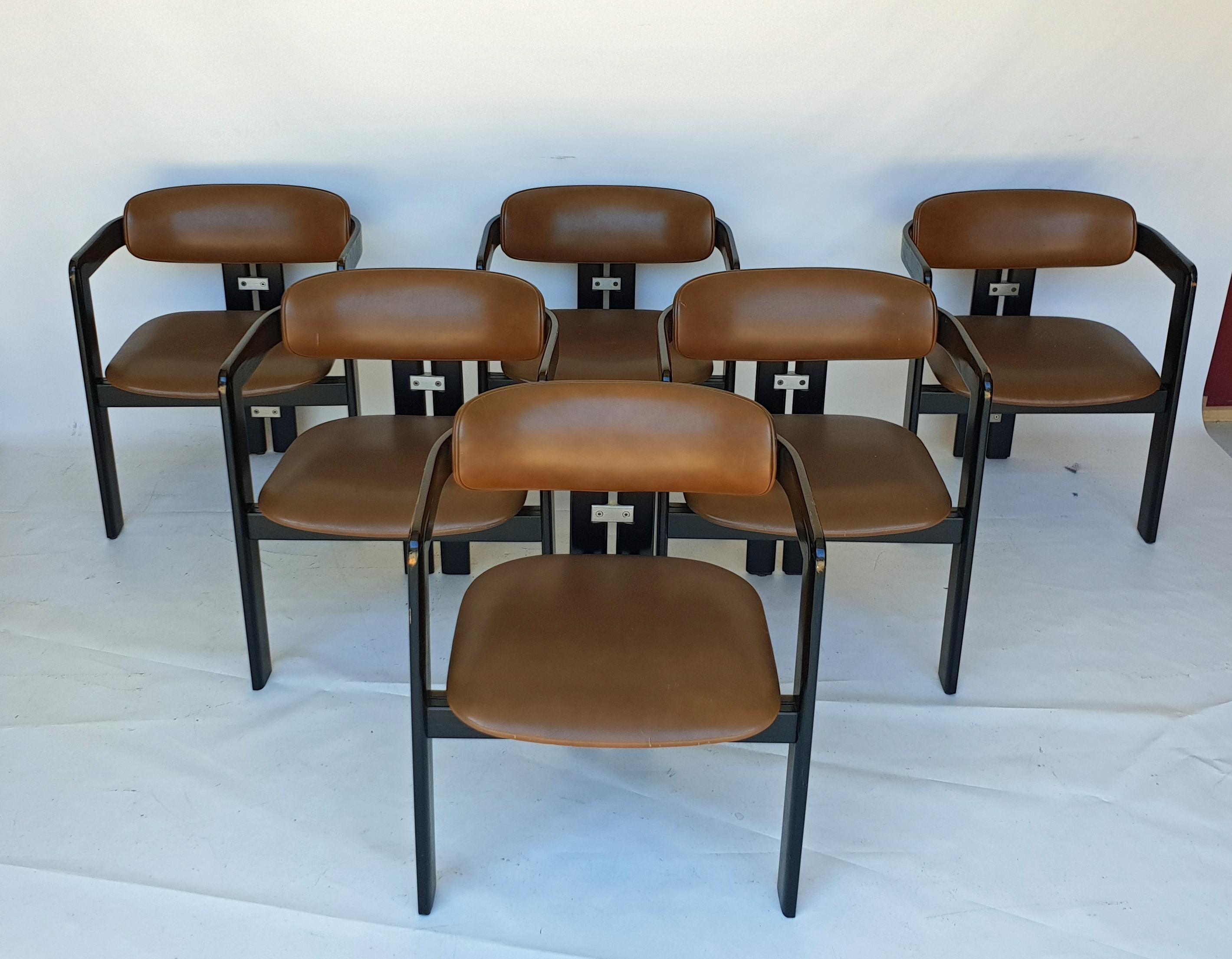 Mid-20th Century Set of Six Augusto Savini Chairs And Mid-Century Modern Table, 1965