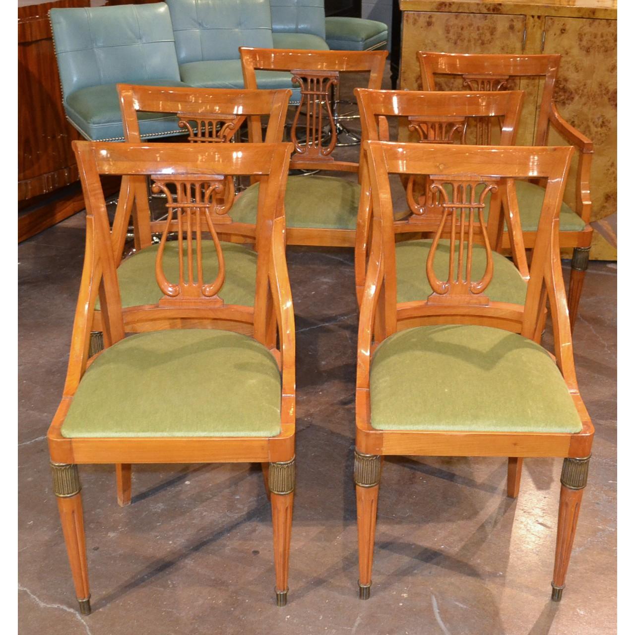 Upholstery Set of Six Austrian Biedermeier Dining Chairs
