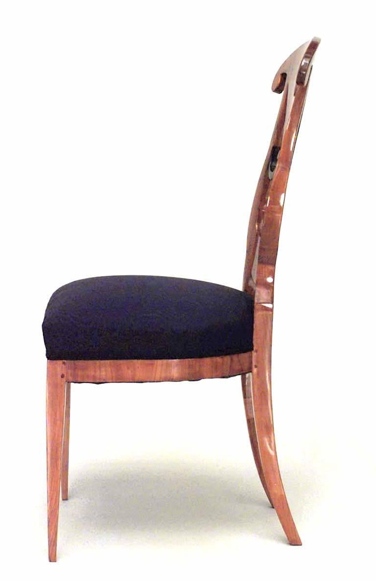 Set of 6 Austrian Biedermeier Cherrywood Side Chairs In Good Condition For Sale In New York, NY