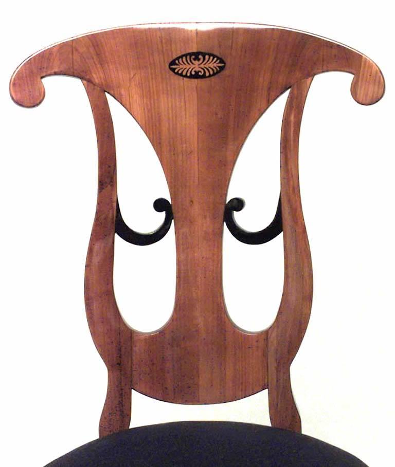 19th Century Set of 6 Austrian Biedermeier Cherrywood Side Chairs For Sale