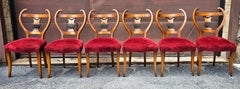 Set of Six Austrian Biedermeier Side Chairs with Lyre Shaped Backs, circa 1850