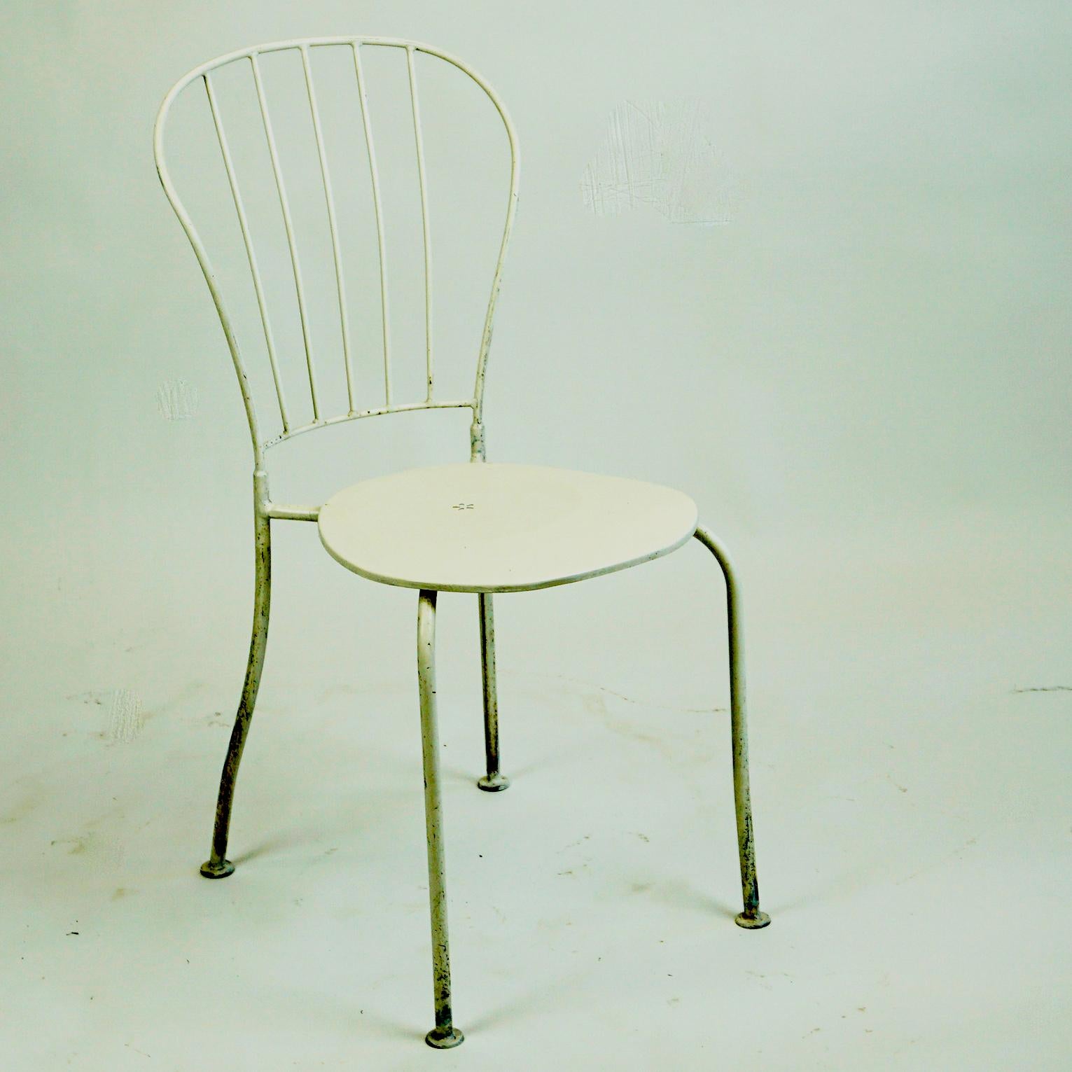 Mid-Century Modern Set of Six Austrian Midcentury White Metal Stackable Garden Chairs