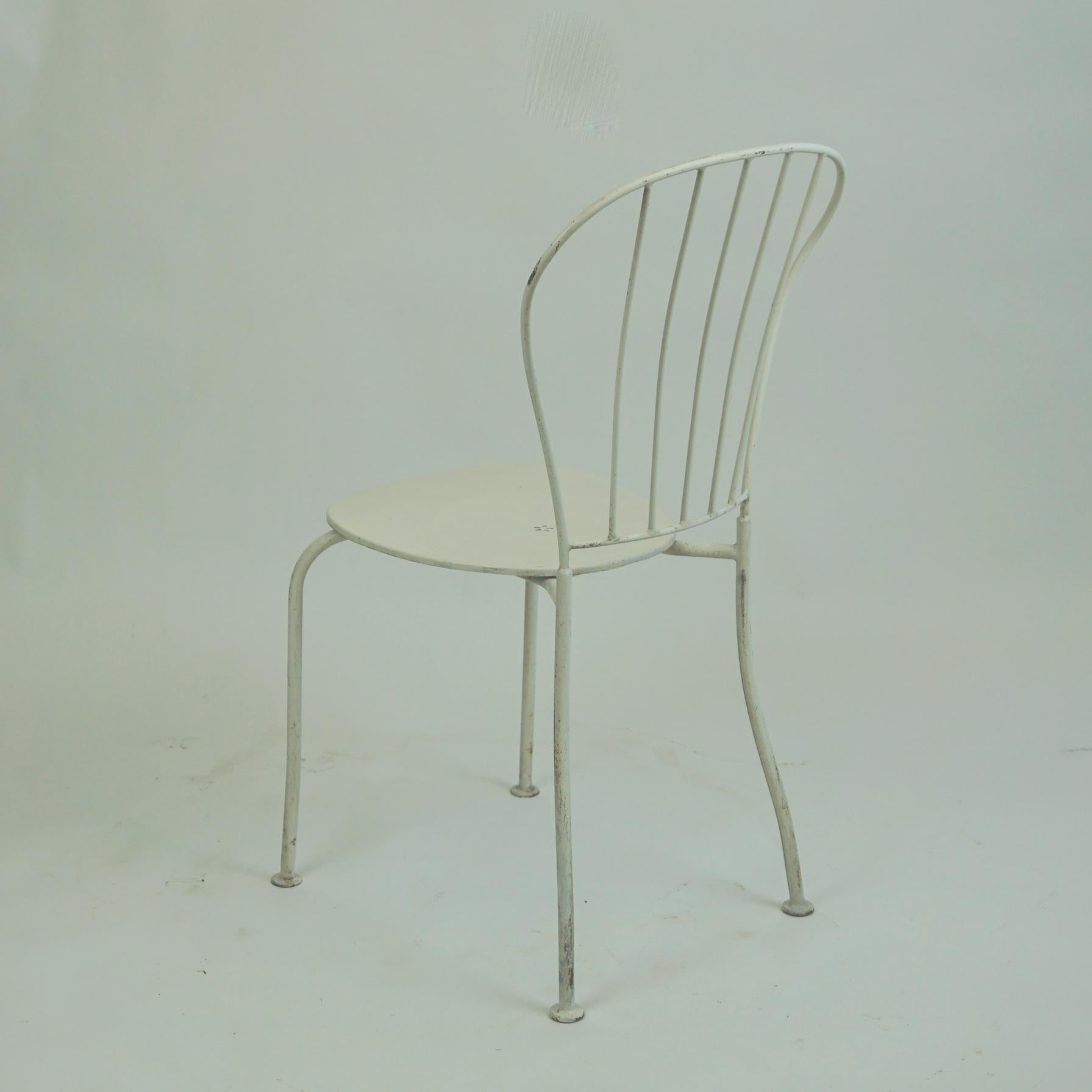 Mid-20th Century Set of Six Austrian Midcentury White Metal Stackable Garden Chairs