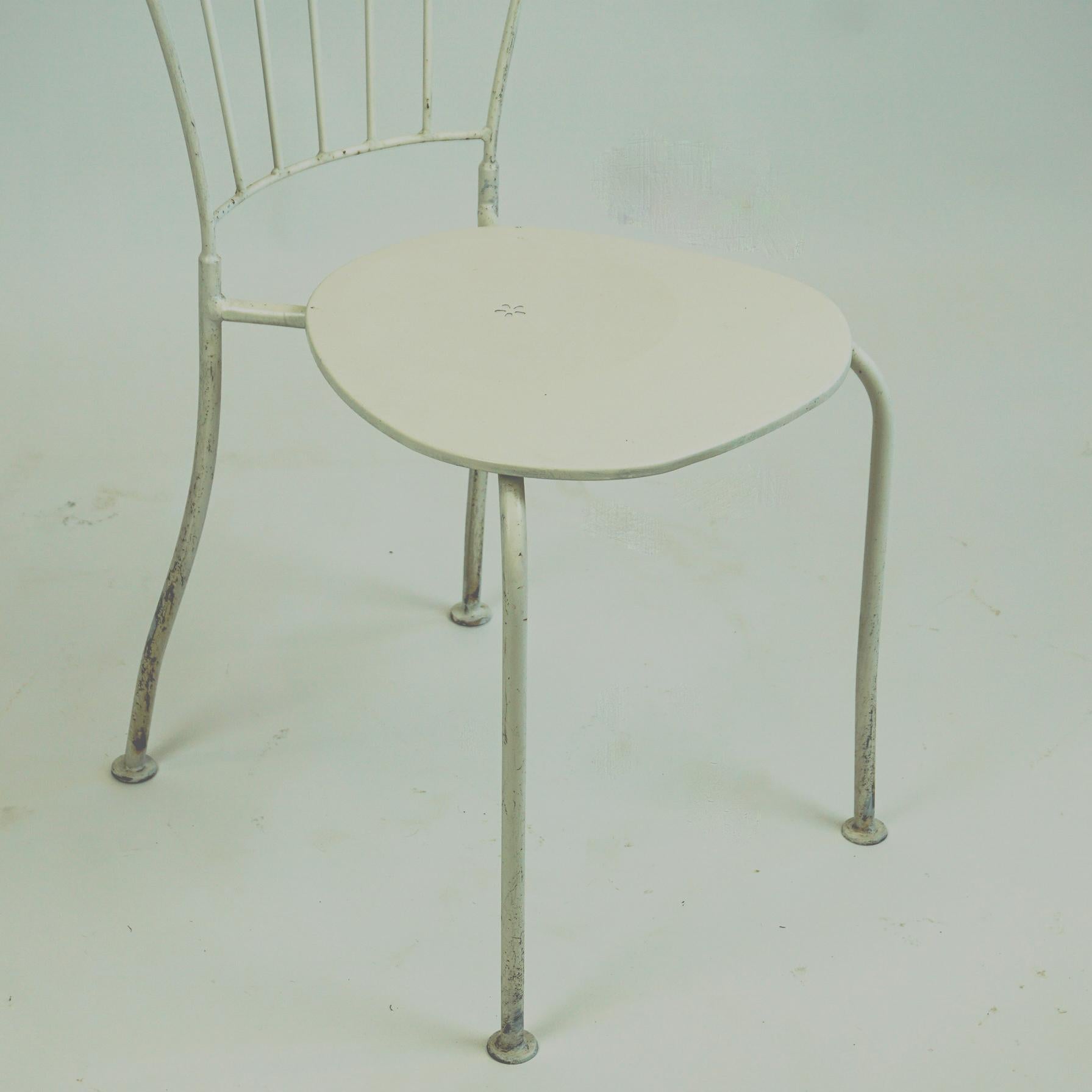 Set of Six Austrian Midcentury White Metal Stackable Garden Chairs 2