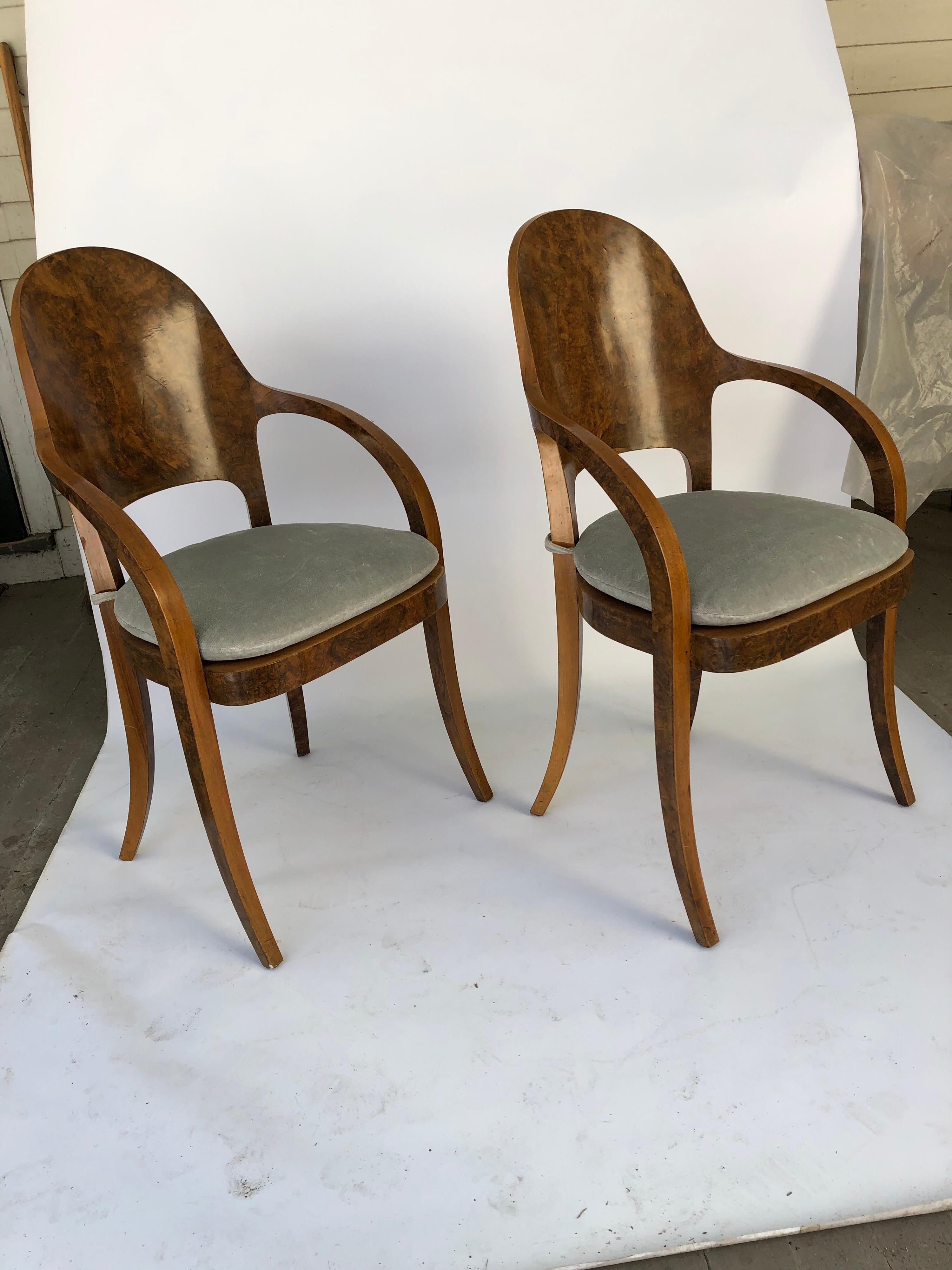 Six Austrian or Italian Walnut Dining Armchairs In Good Condition In Hudson, NY