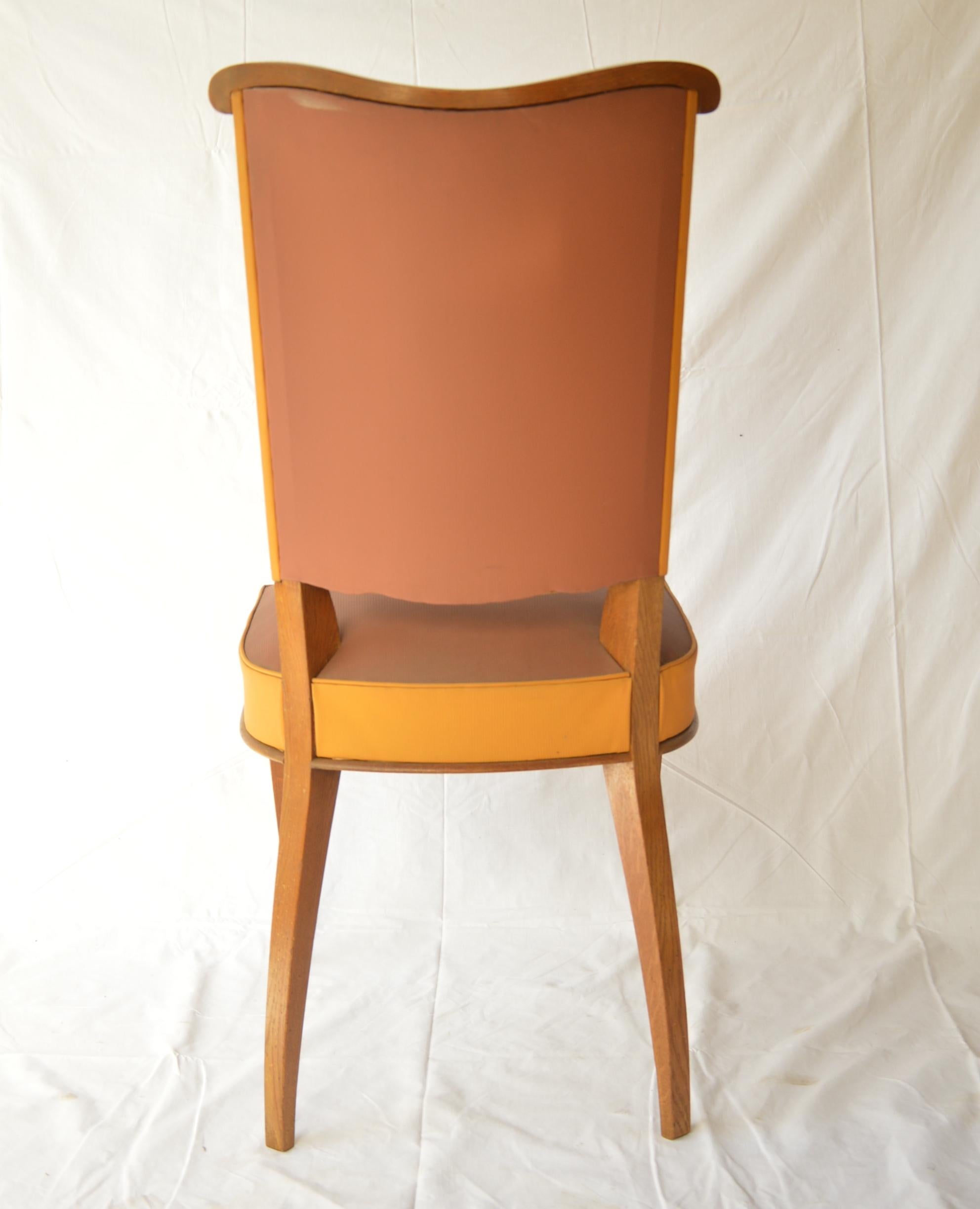Set of Six Authentic French Art Deco Moleskine Dining Chairs from the 1930s For Sale 1