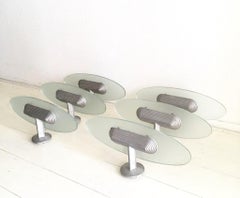 Set of six B Lux Wall Lamps, Uplighters, Aluminum and Glass, Spain