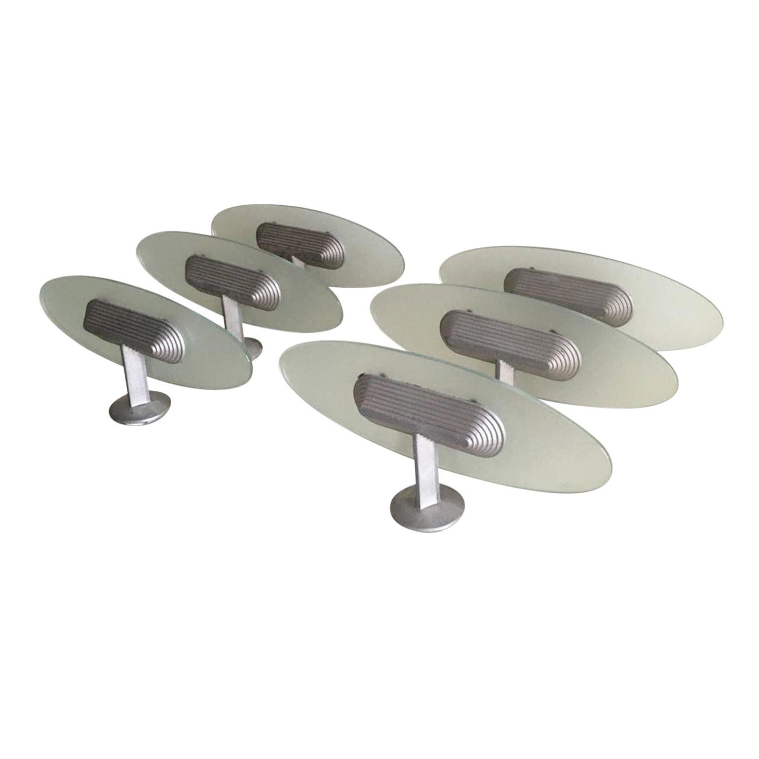 Set of six B Lux Wall Lamps, Uplighters, Aluminum and Glass, Spain For Sale