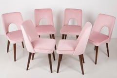 Set of Six Baby Pink Velvet 'Shell' Chairs, 1960s