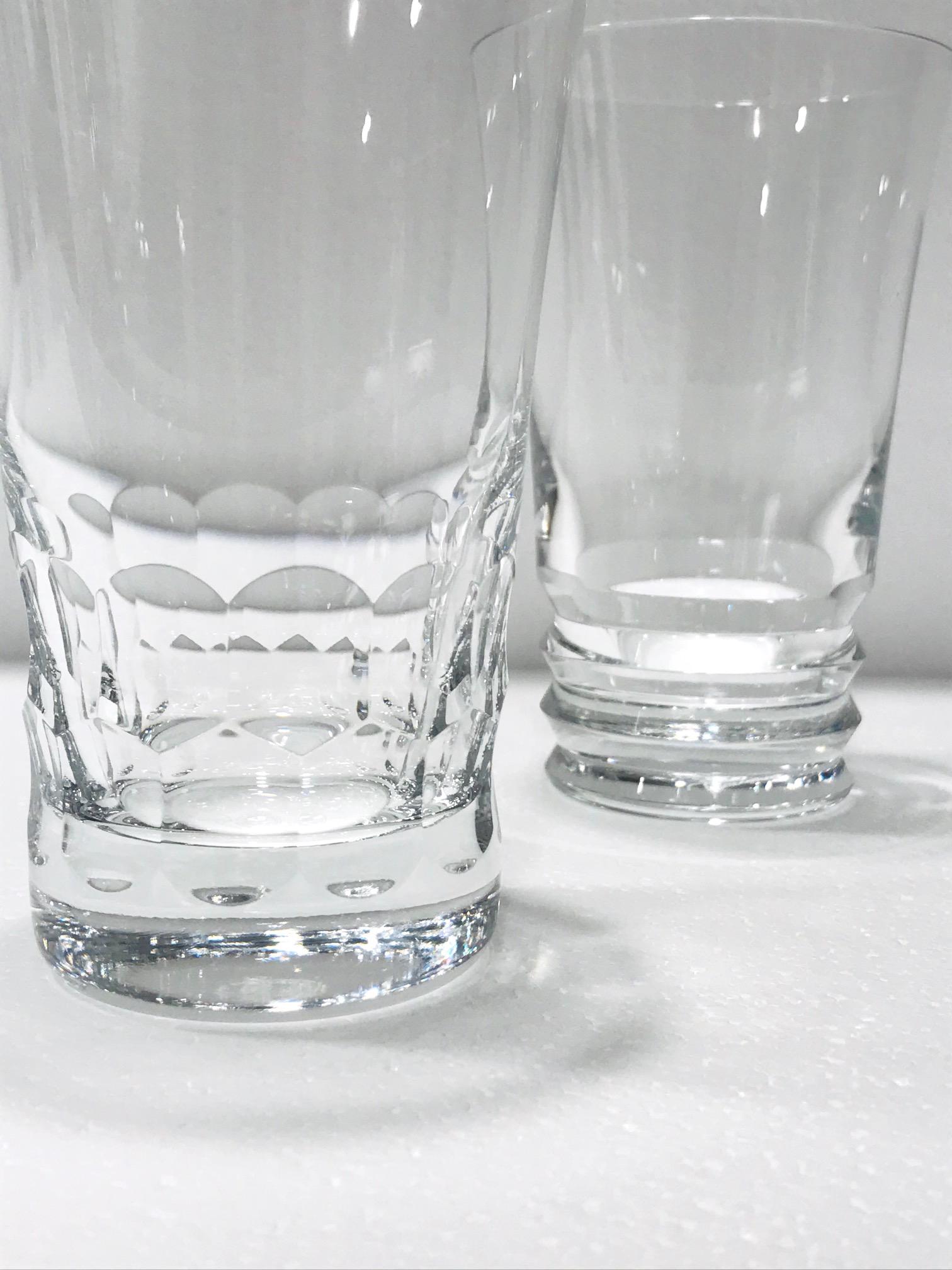 Set of Six Baccarat Crystal Highball Glasses with Assorted Designs, France 3