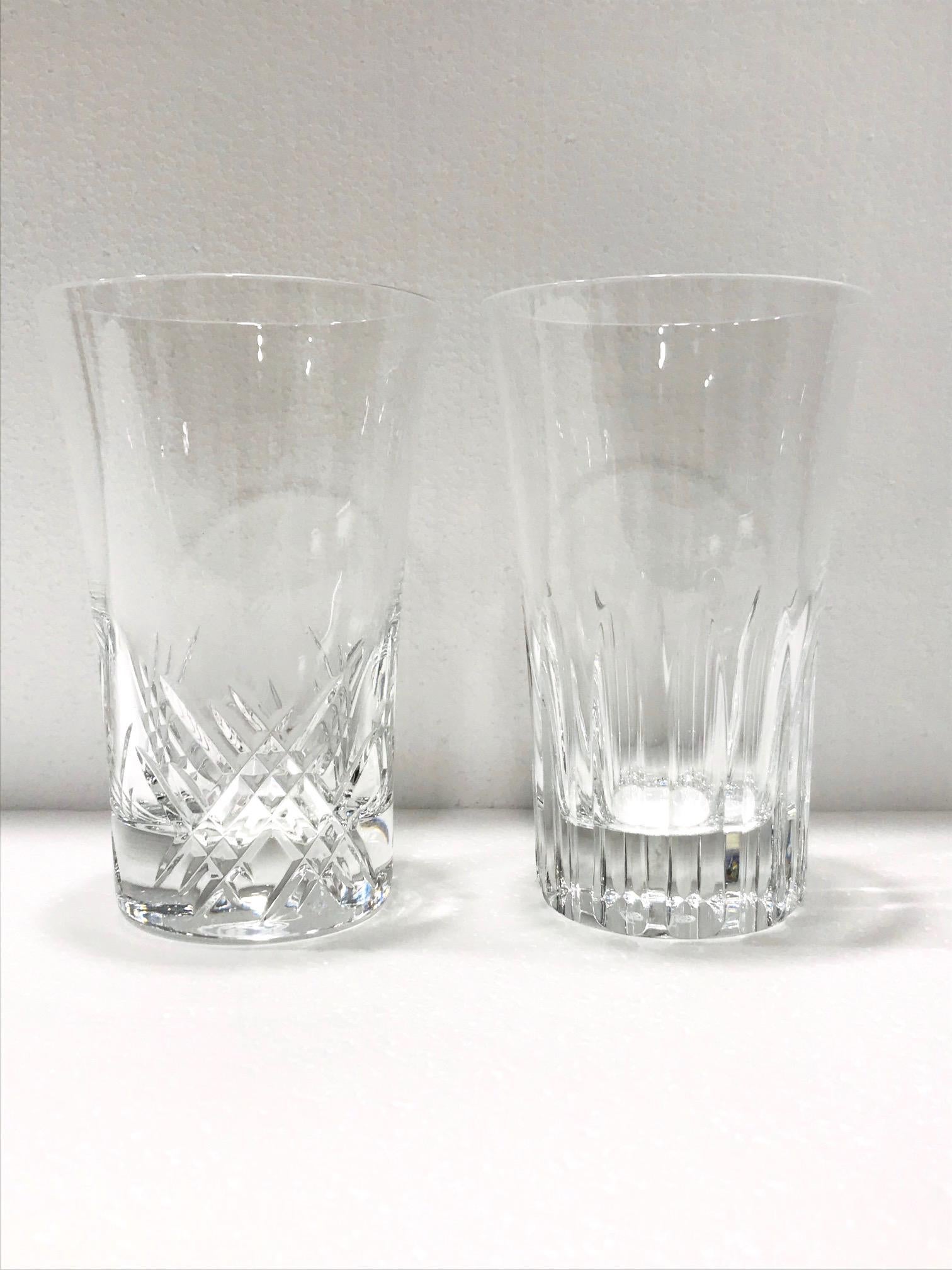 Hand-Crafted Set of Six Baccarat Crystal Highball Glasses with Assorted Designs, France