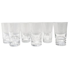 Set of Six Baccarat Crystal Highball Glasses with Assorted Designs, France