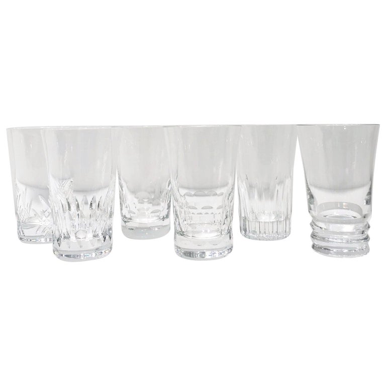 Set of Six Baccarat Crystal Highball Glasses with Assorted Designs