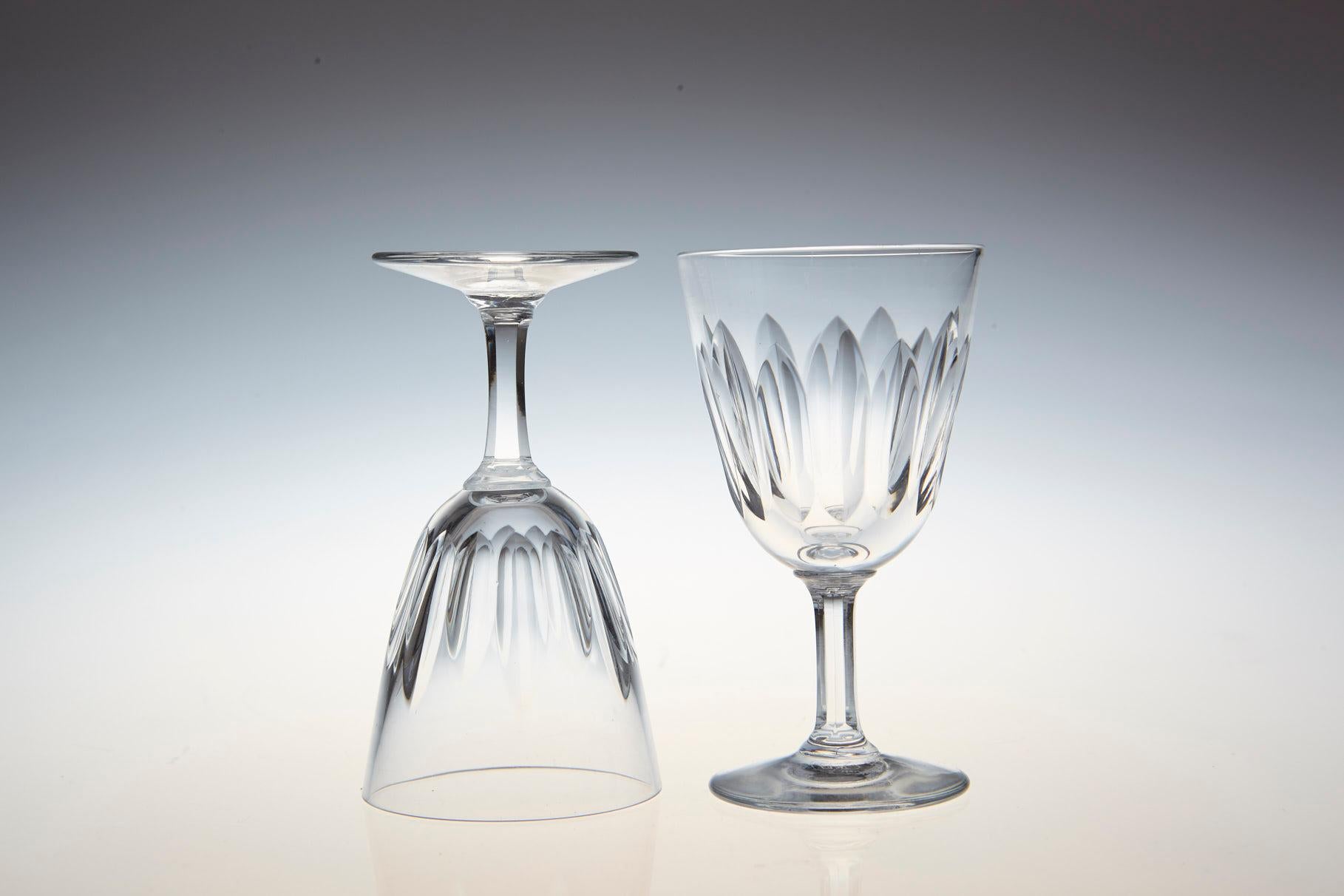 Mid-Century Modern Set of Six Baccarat Crystal 'Verone' Pattern Sherry or Port Glasses, circa 1950s