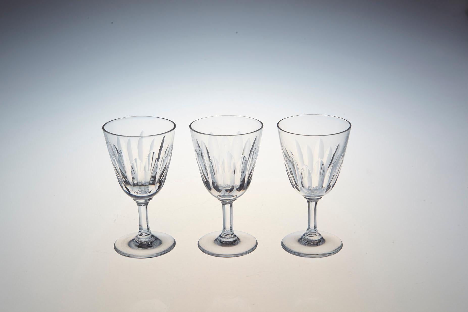 Mid-20th Century Set of Six Baccarat Crystal 'Verone' Pattern Sherry or Port Glasses, circa 1950s