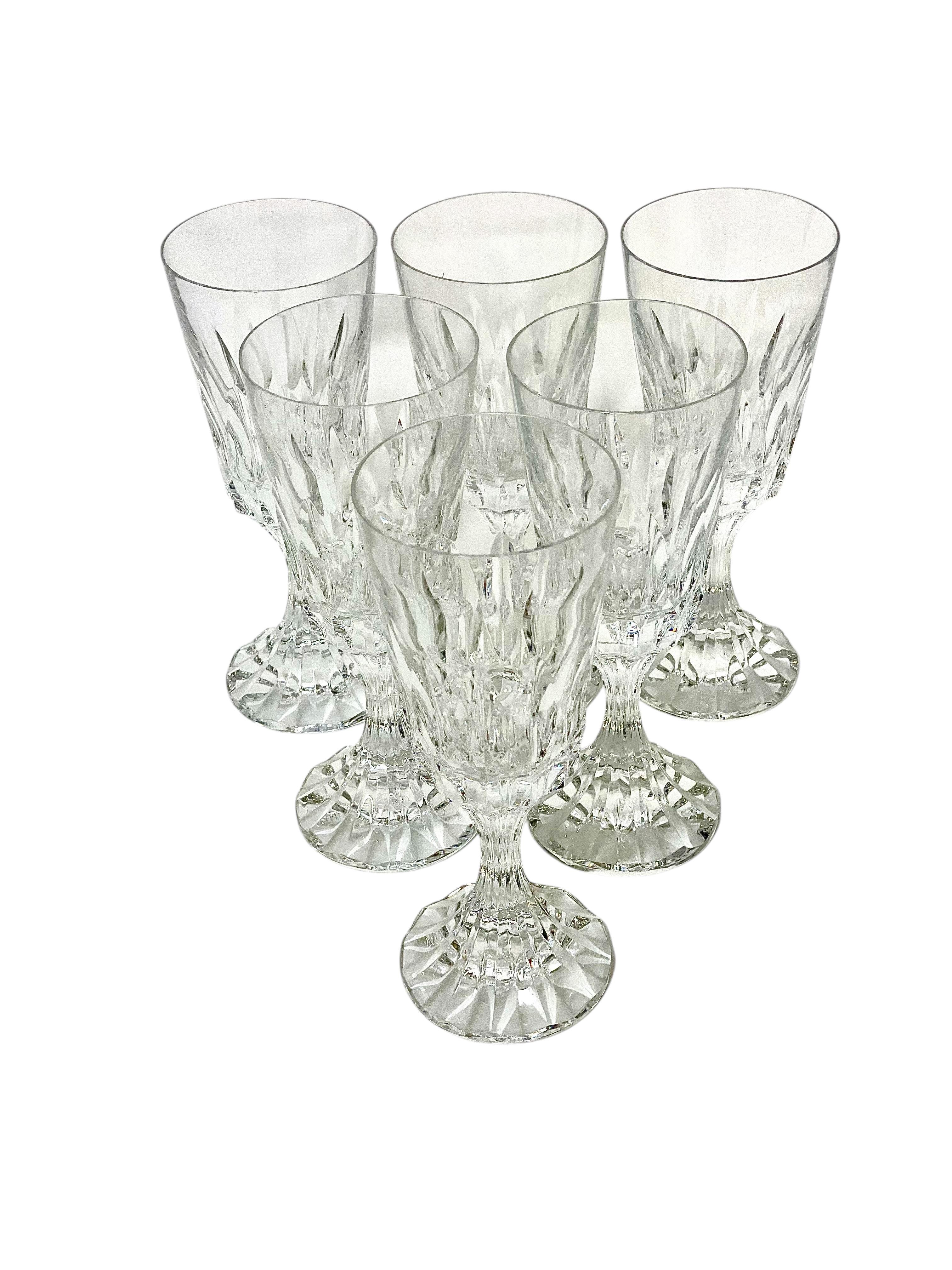 French Set of Six Baccarat Crystal Wine Glasses
