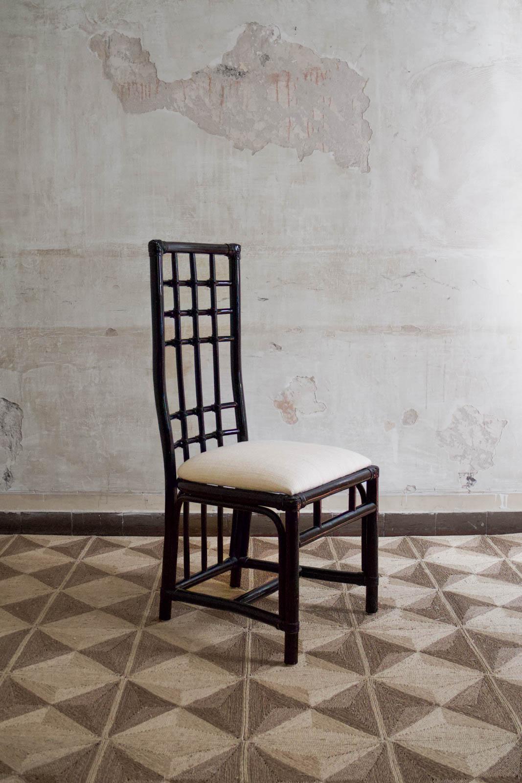 italien Ensemble de six chaises en bambou - années 1980 en vente