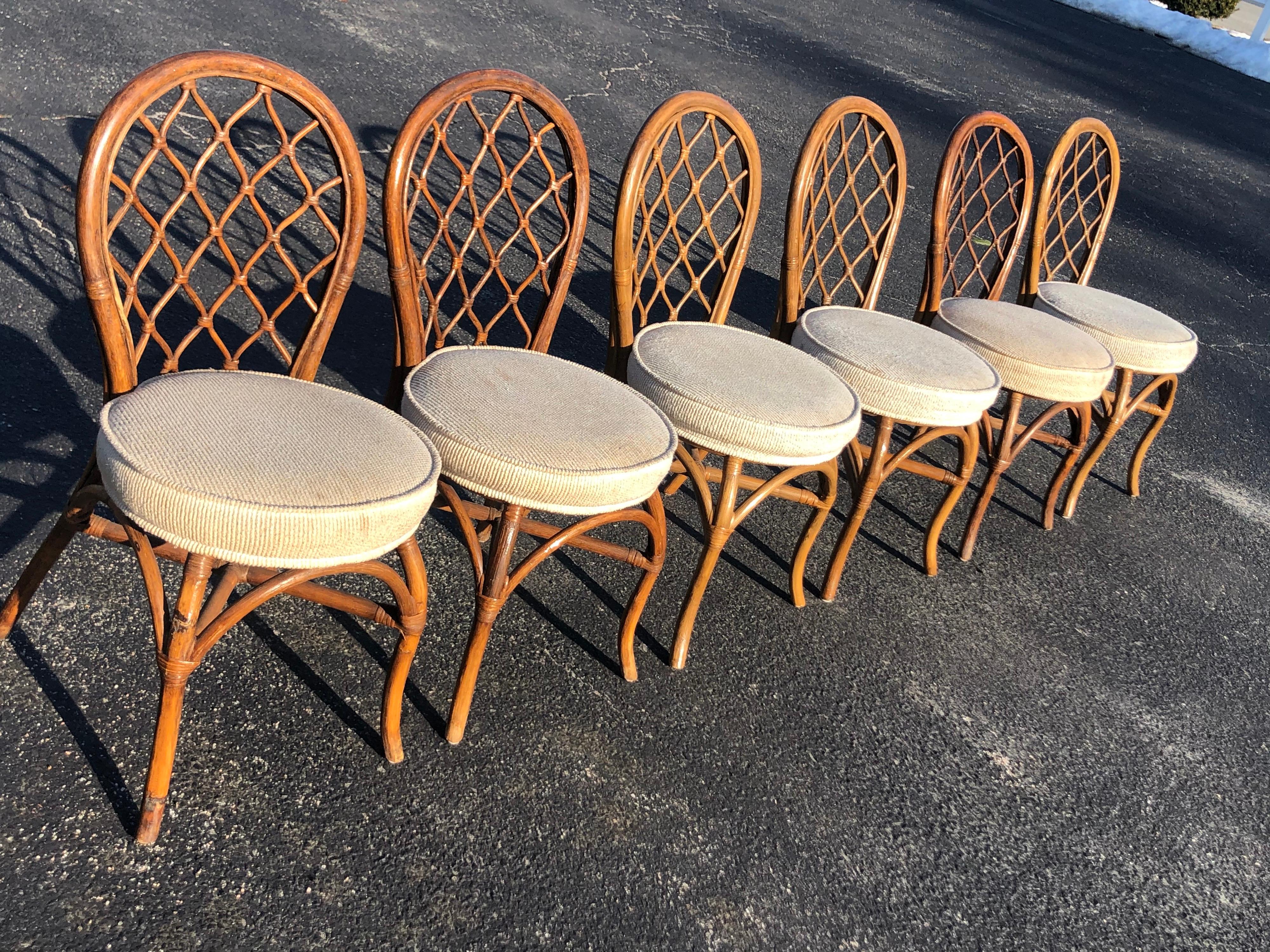 Late 20th Century Set of Six Bamboo Chairs