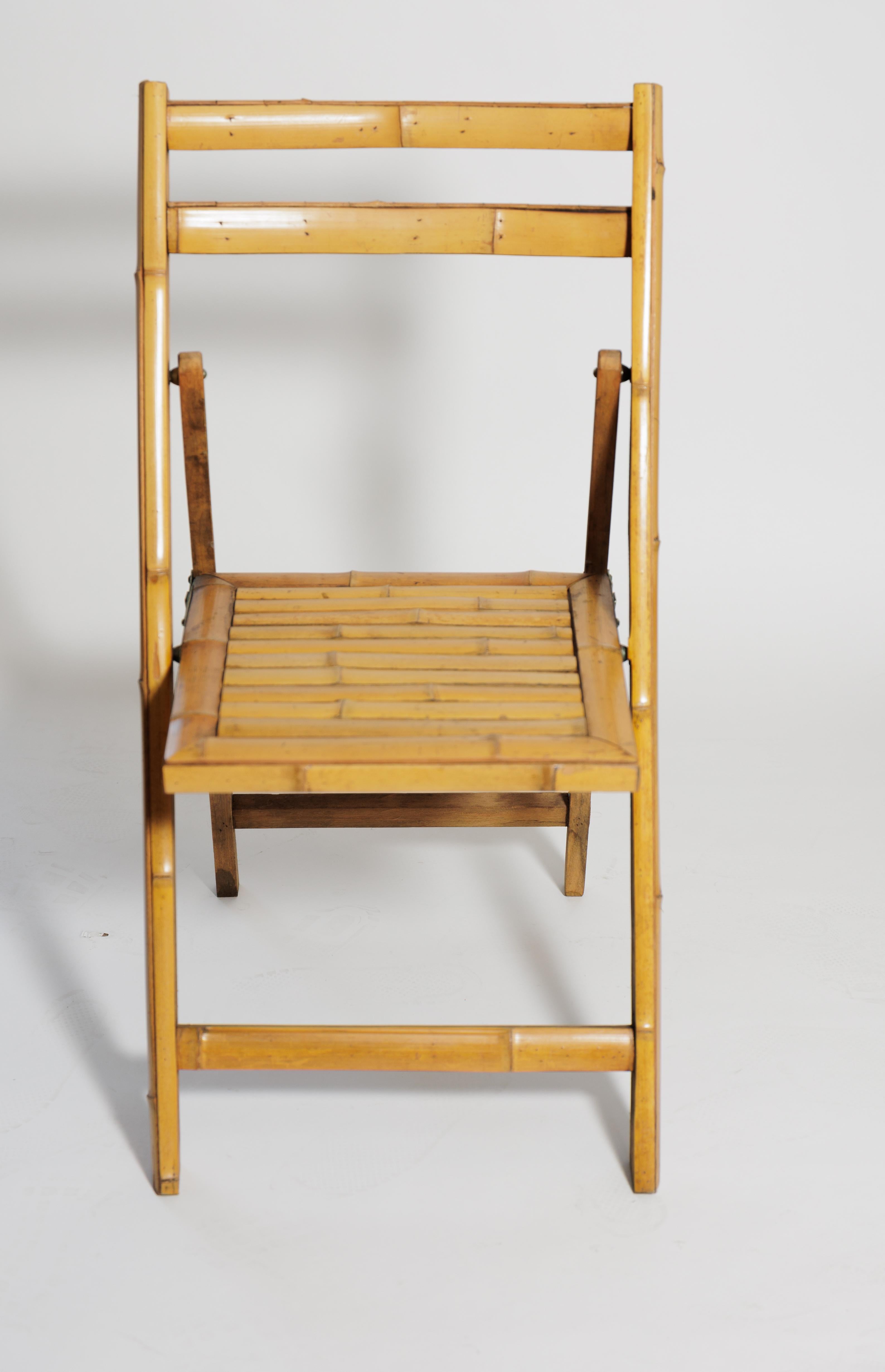 Set of six bamboo folding chairs which are quite attractive whenever you
need extra seating.