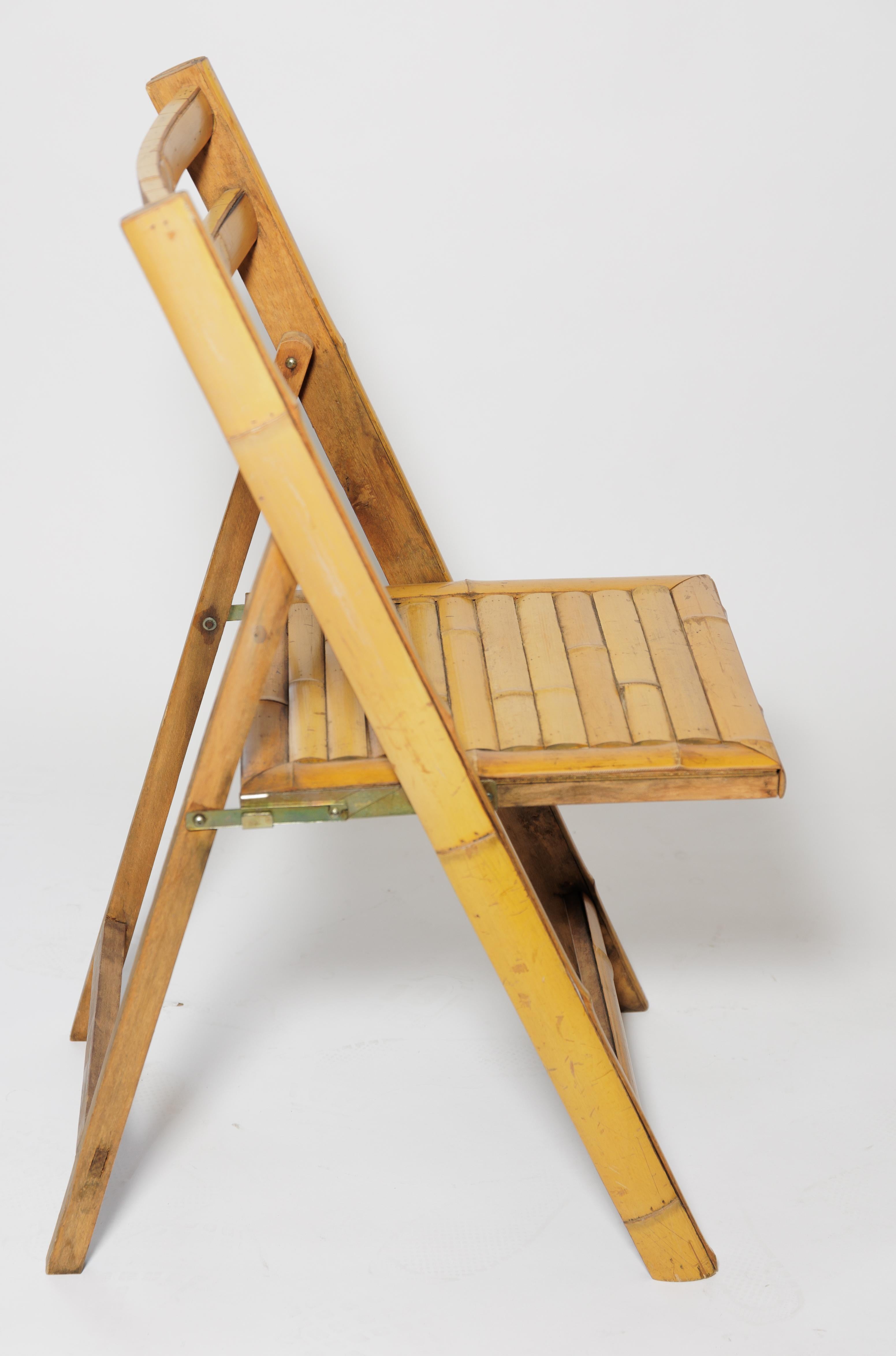 American Set of Six Bamboo Folding Chairs For Sale