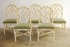 Set of Six Bamboo Rattan Dining Chairs by Brown Jordan