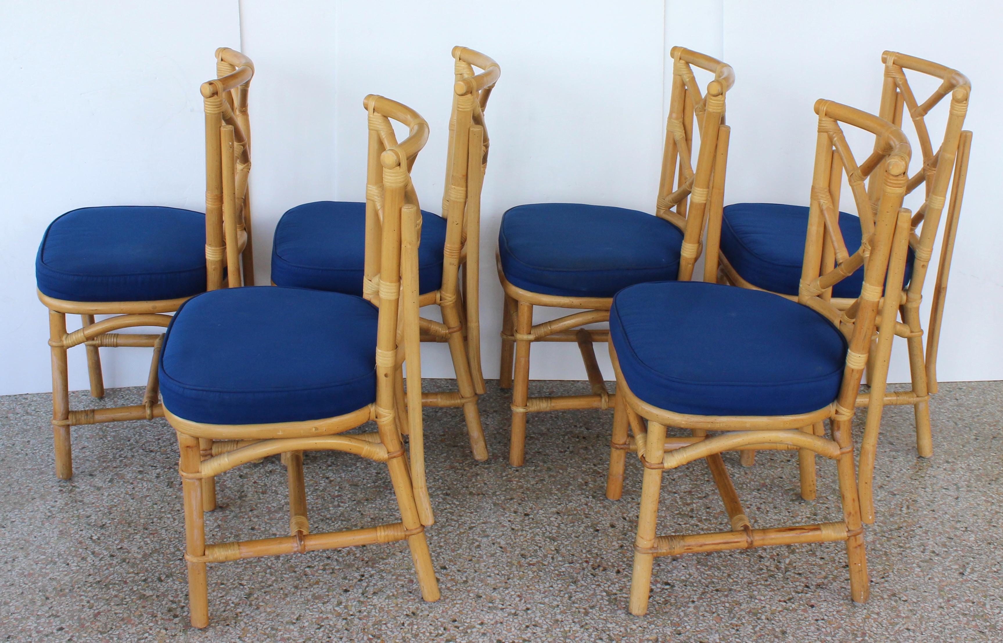 American Set of Six Bamboo Side Chairs