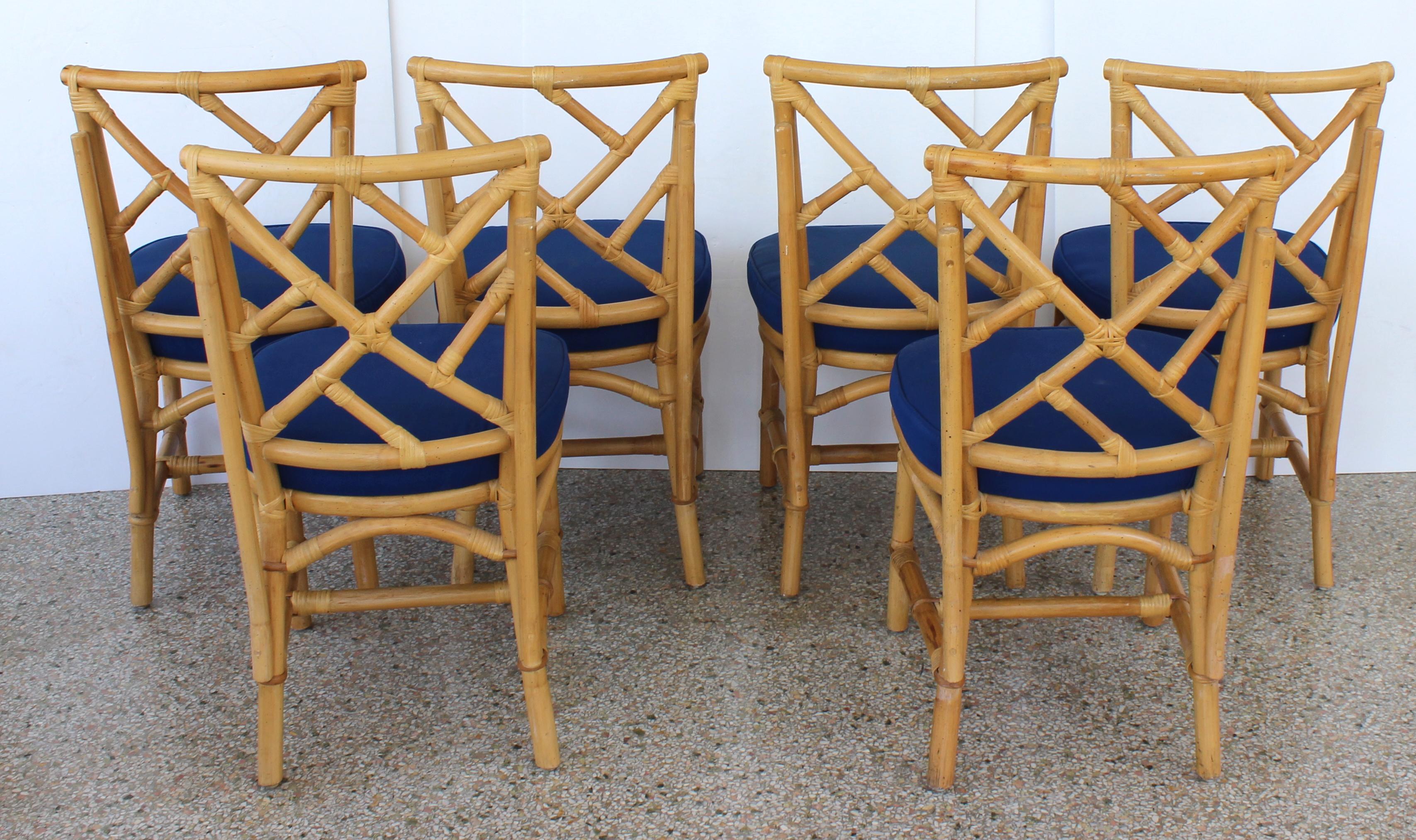Hand-Crafted Set of Six Bamboo Side Chairs