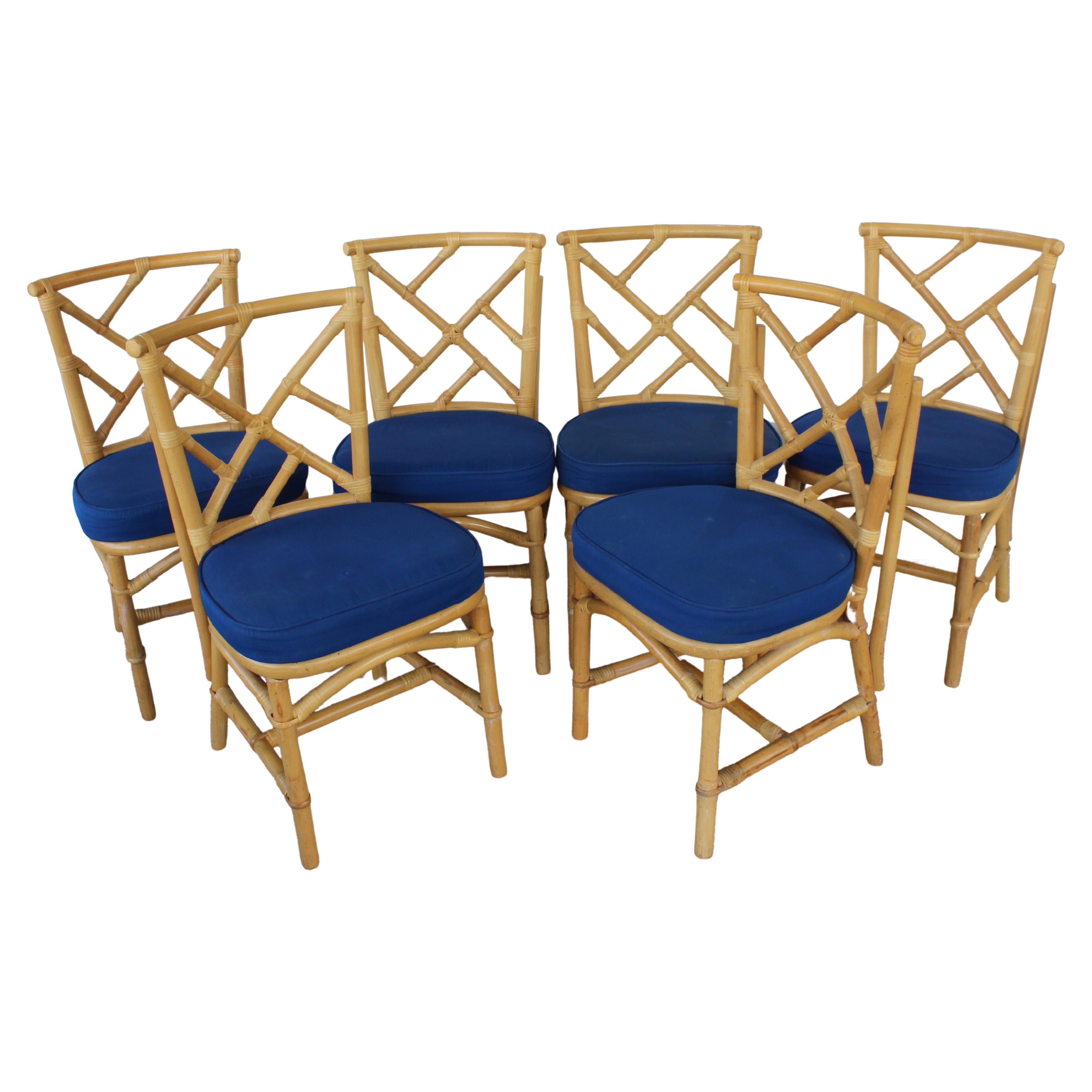 Set of Six Bamboo Side Chairs