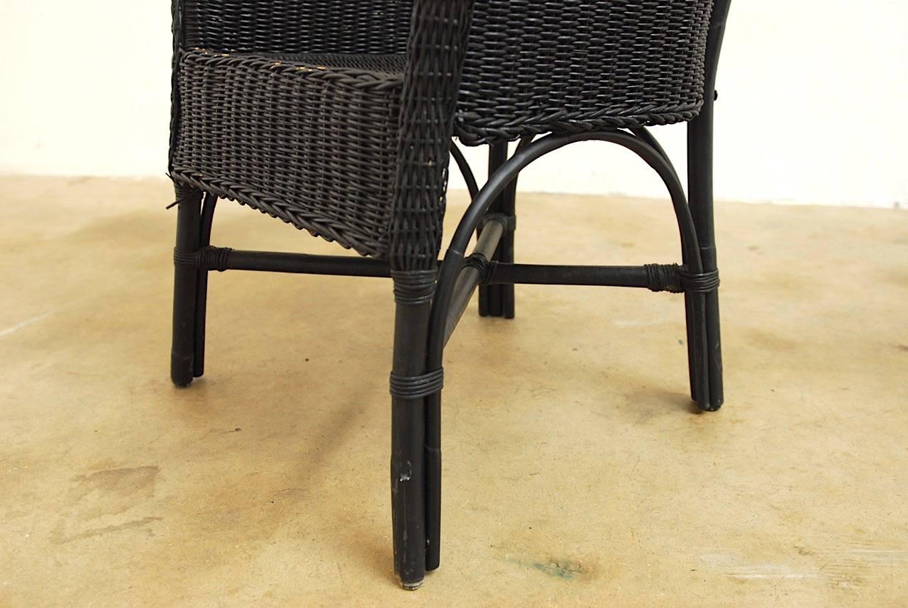 Set of Six Bamboo Wicker Barrel Back Chairs 5