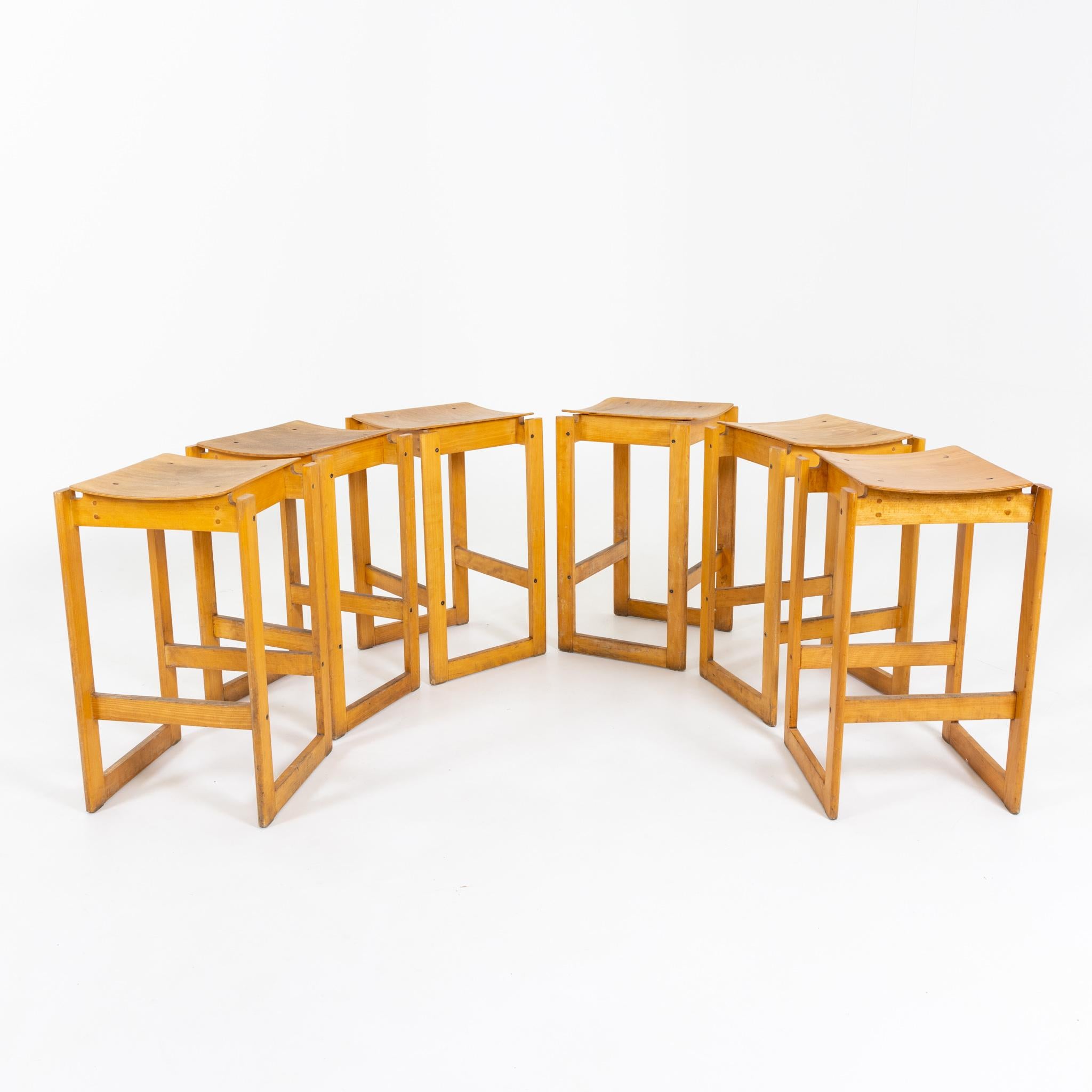 Italian Set of Six Bar Stools, 20th Century For Sale