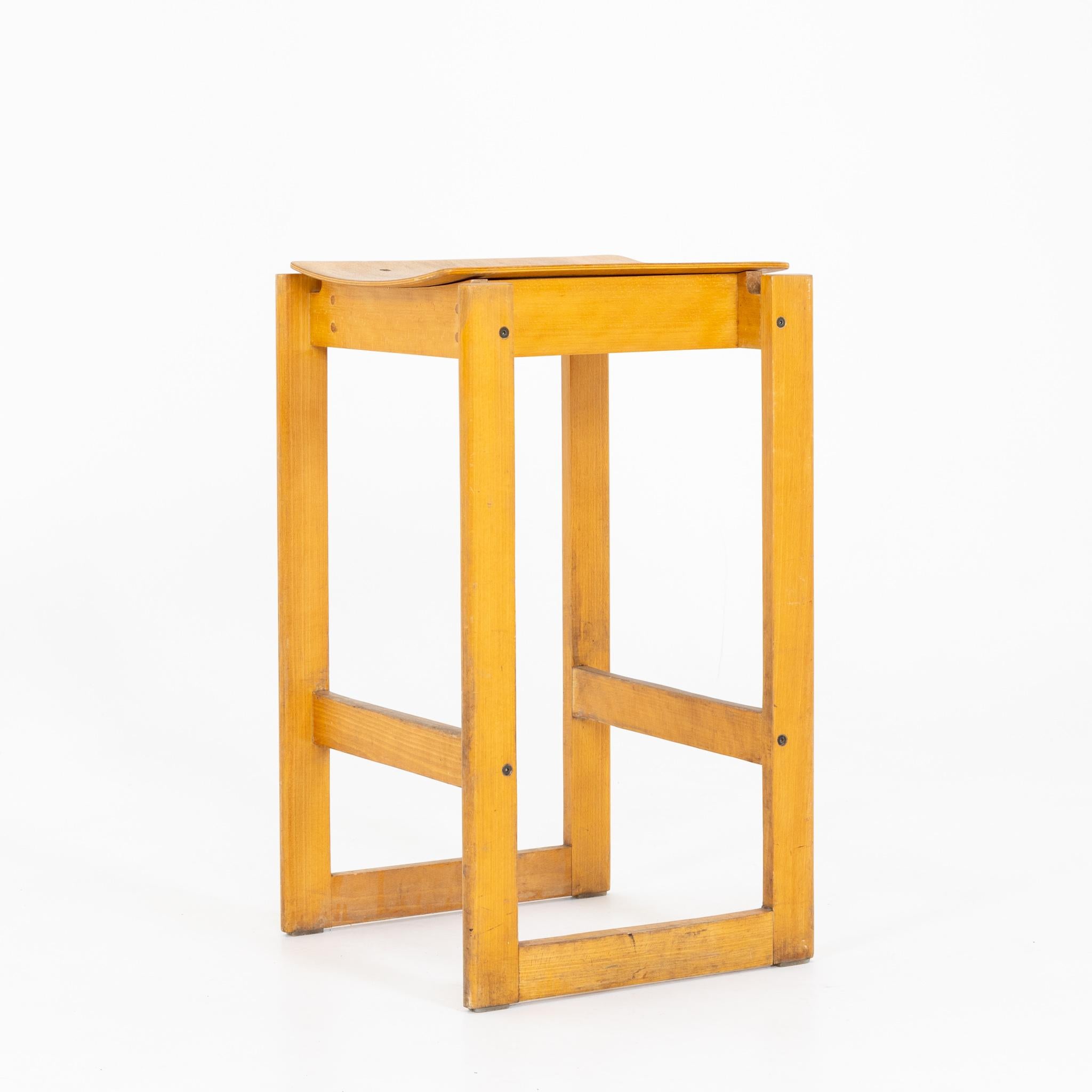 Wood Set of Six Bar Stools, 20th Century For Sale