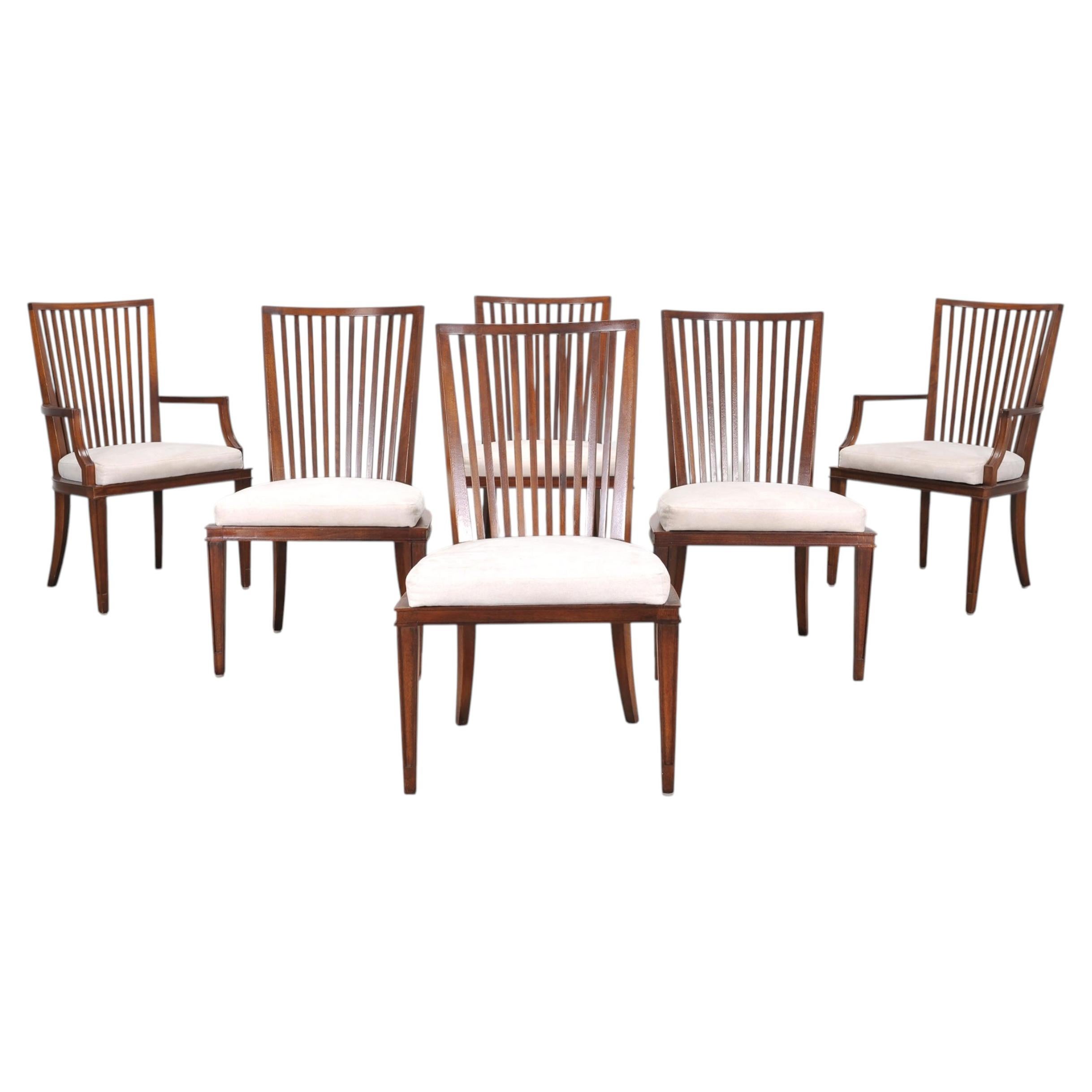Set of Six Barbara Barry for Baker Spindle Back Dining Chairs