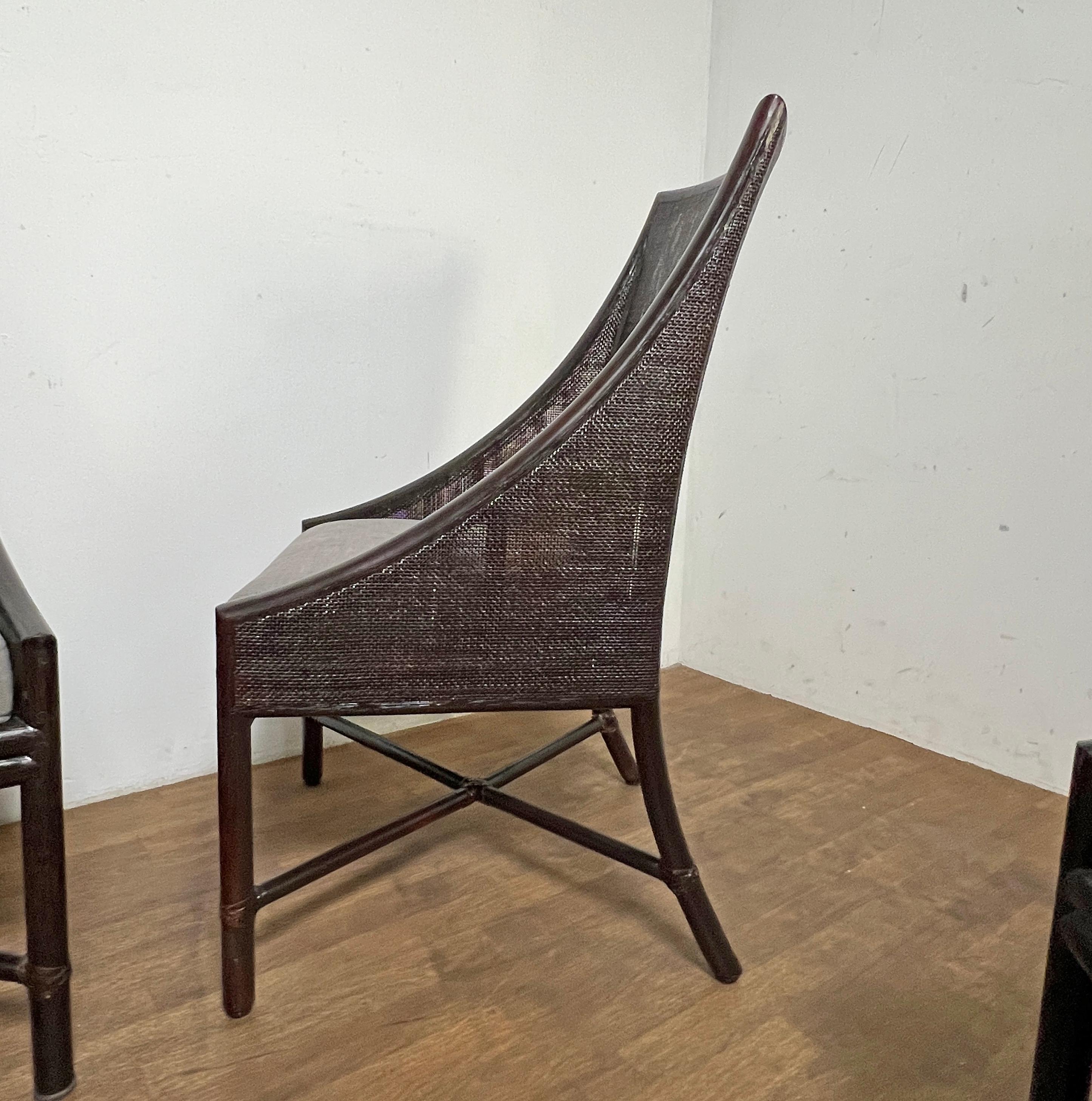 Moderne Ensemble de six chaises de salle à manger en rotin et canne de Barbara Barry pour McGuire en vente