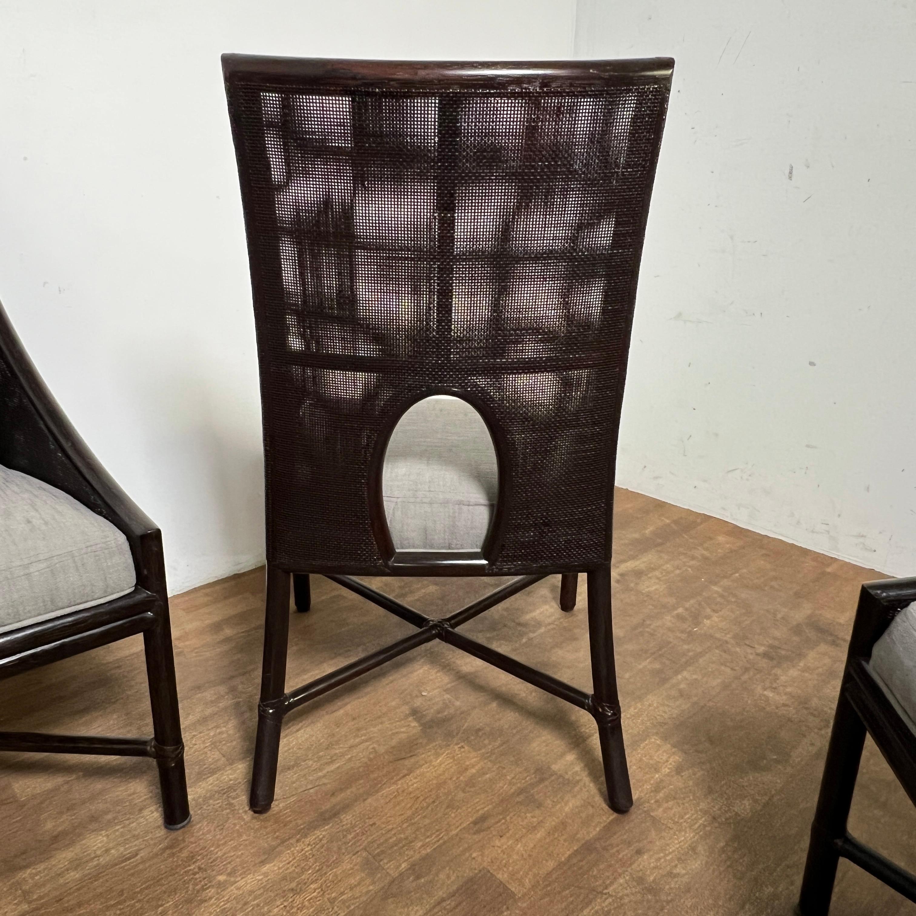 Américain Ensemble de six chaises de salle à manger en rotin et canne de Barbara Barry pour McGuire en vente