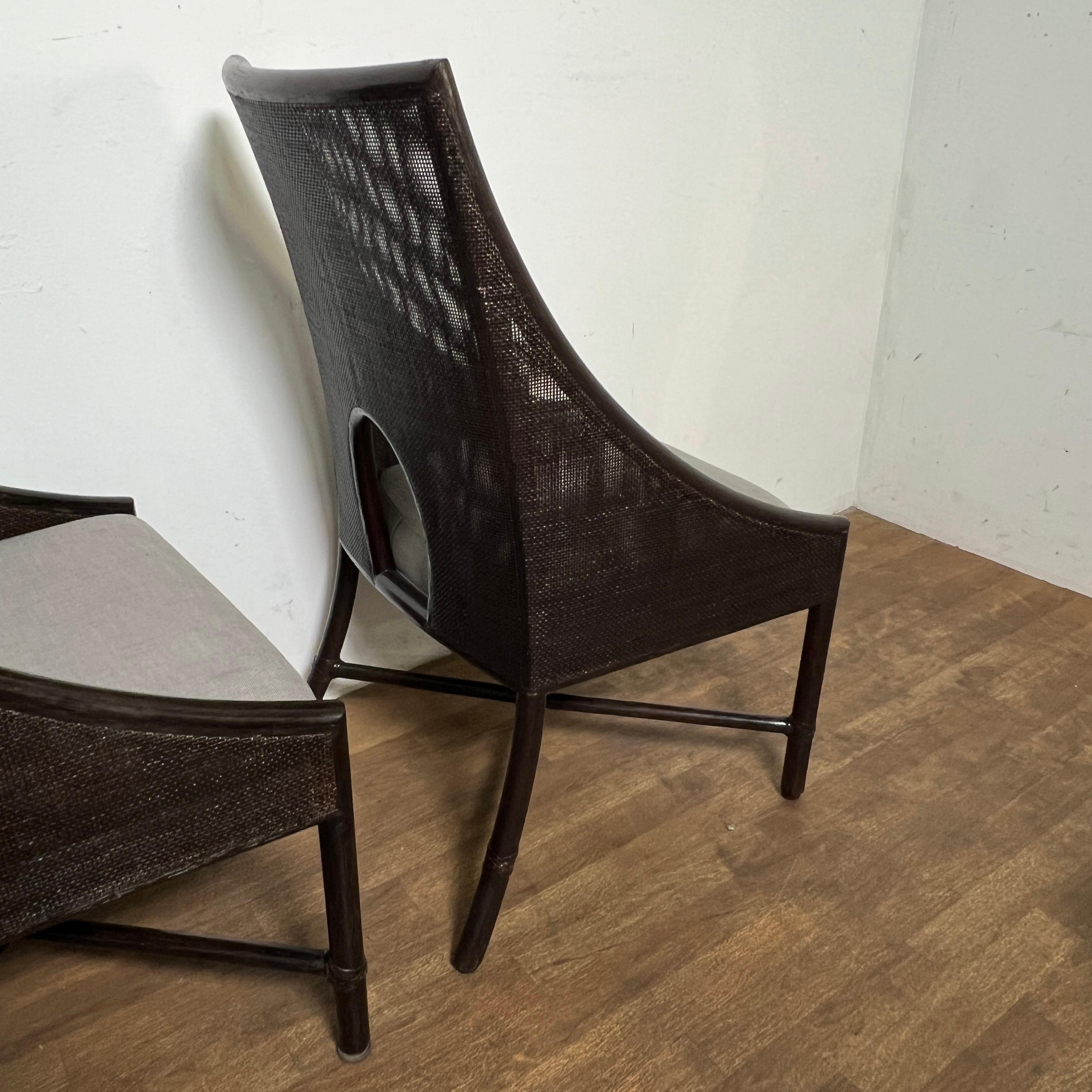 Canne Ensemble de six chaises de salle à manger en rotin et canne de Barbara Barry pour McGuire en vente
