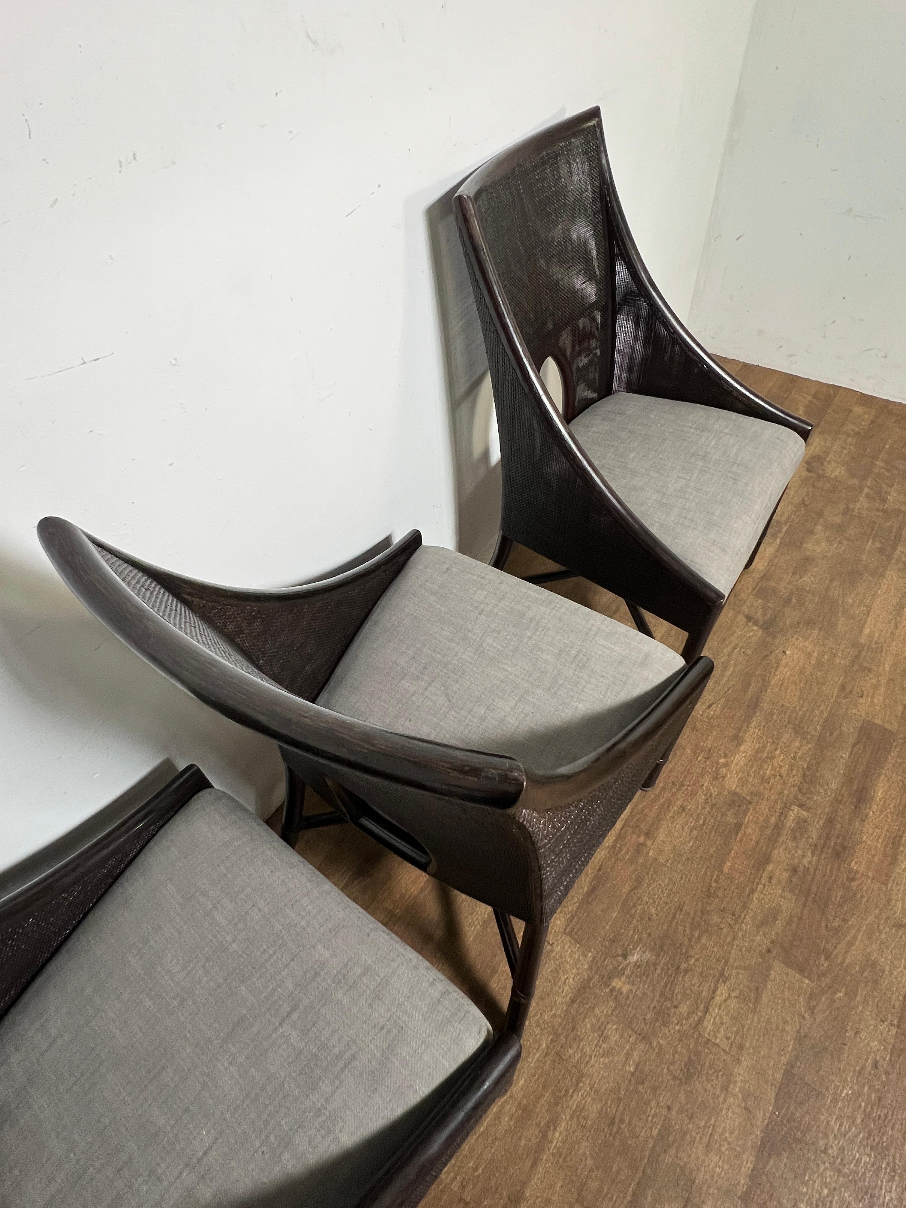 Ensemble de six chaises de salle à manger en rotin et canne de Barbara Barry pour McGuire en vente 1