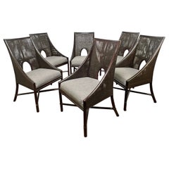 Ensemble de six chaises de salle à manger en rotin et canne de Barbara Barry pour McGuire