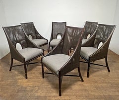 Ensemble de six chaises de salle à manger en rotin et canne de Barbara Barry pour McGuire