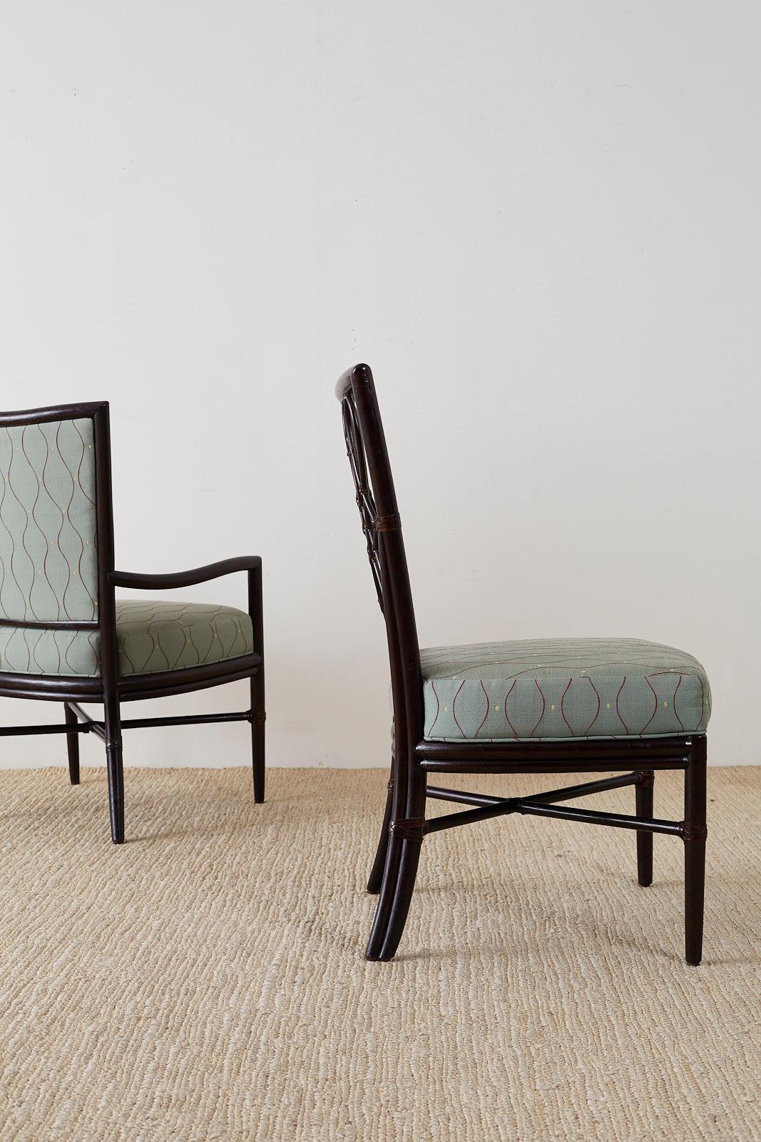 Set of Six Barbara Barry for McGuire Rattan Dining Chairs 6