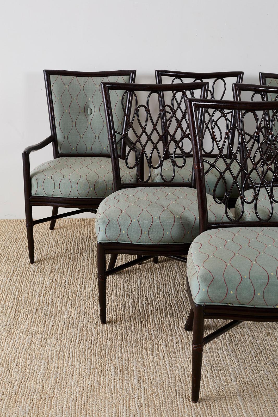Organic Modern Set of Six Barbara Barry for McGuire Rattan Dining Chairs