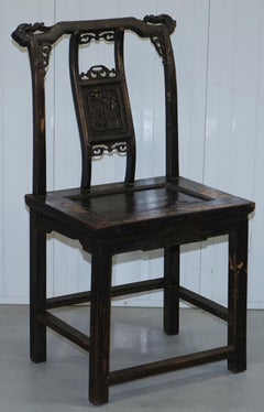 Set of Six Barn Find circa 1880 Japanese Throne Armchairs Original Paint Chinese