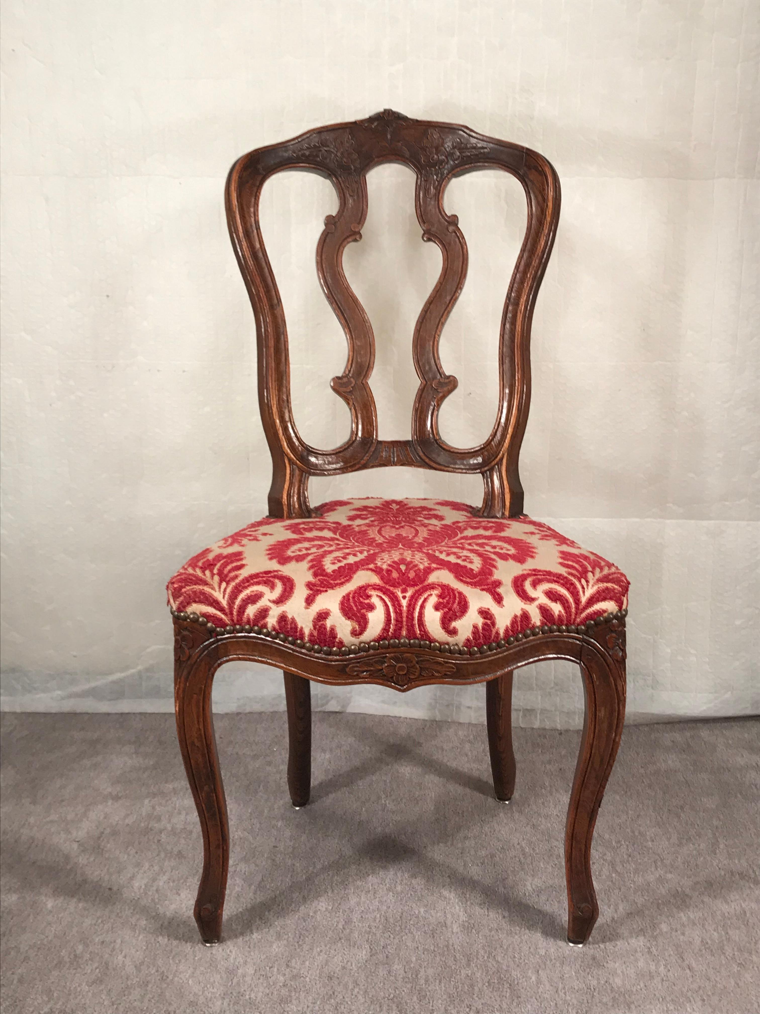 Hand-Carved Set of Six Baroque Chairs, France 1760 For Sale